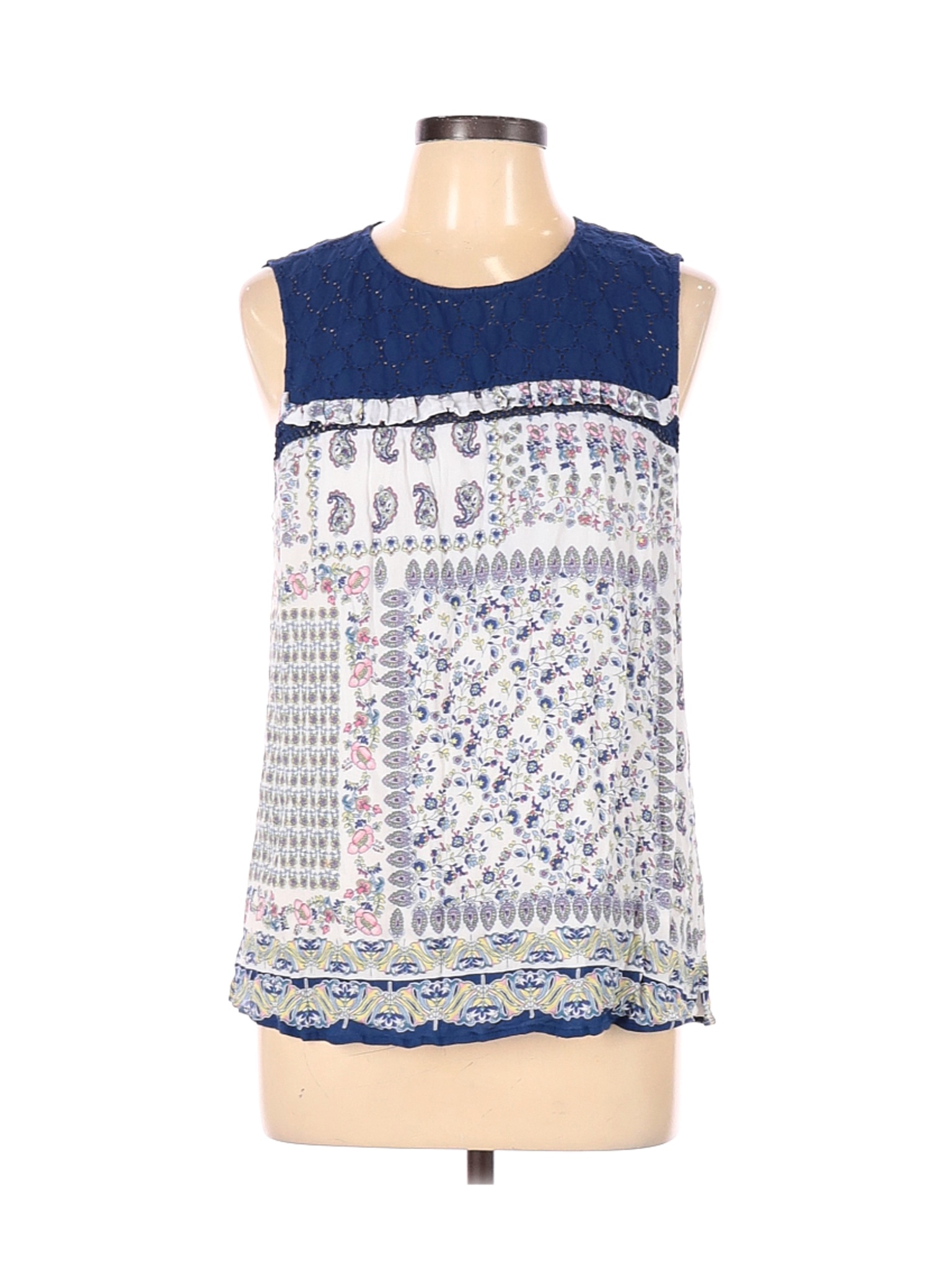 pale sky quin keyhole crochet top