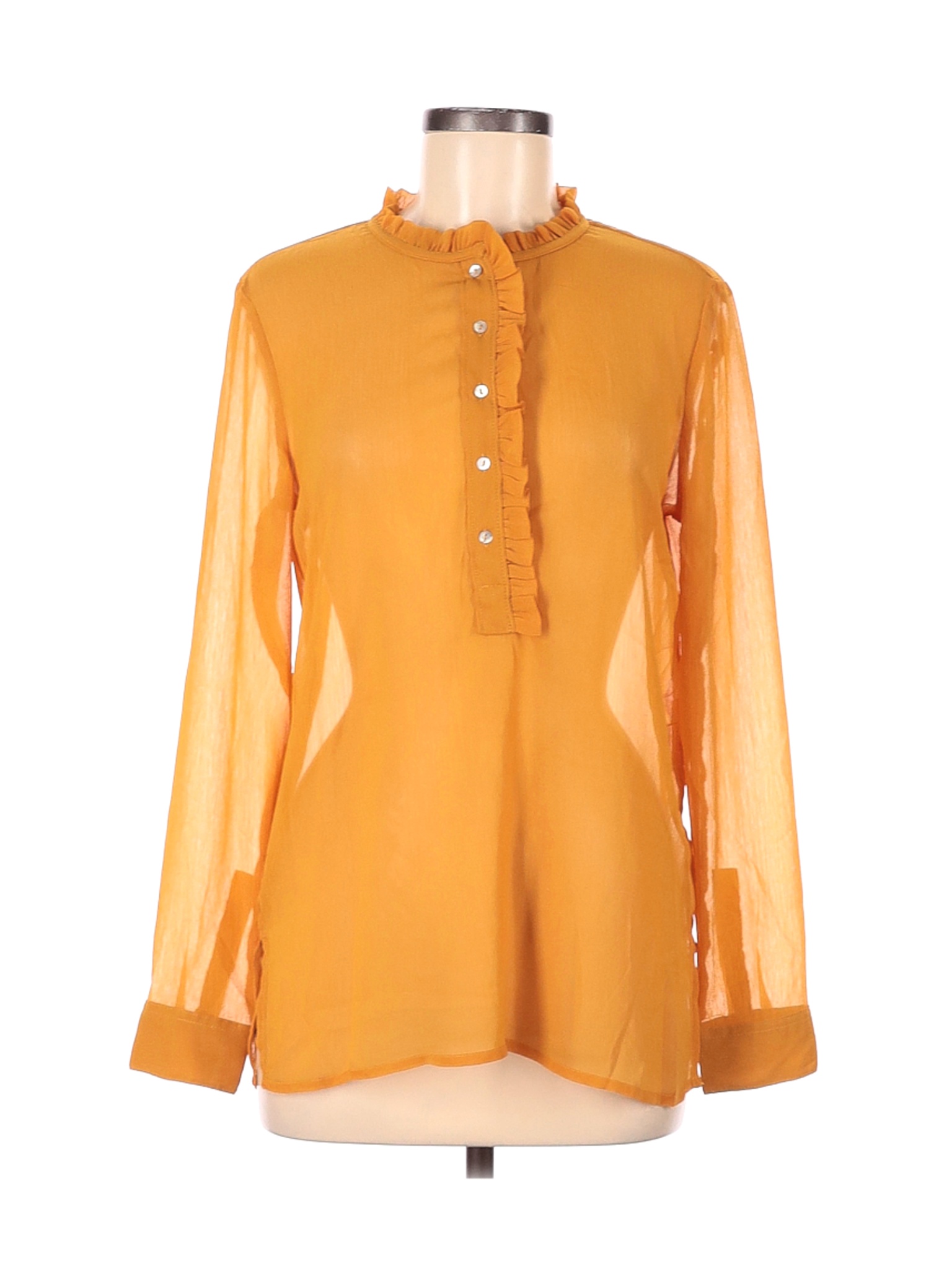 H&M Women Yellow Long Sleeve Blouse 8 | eBay