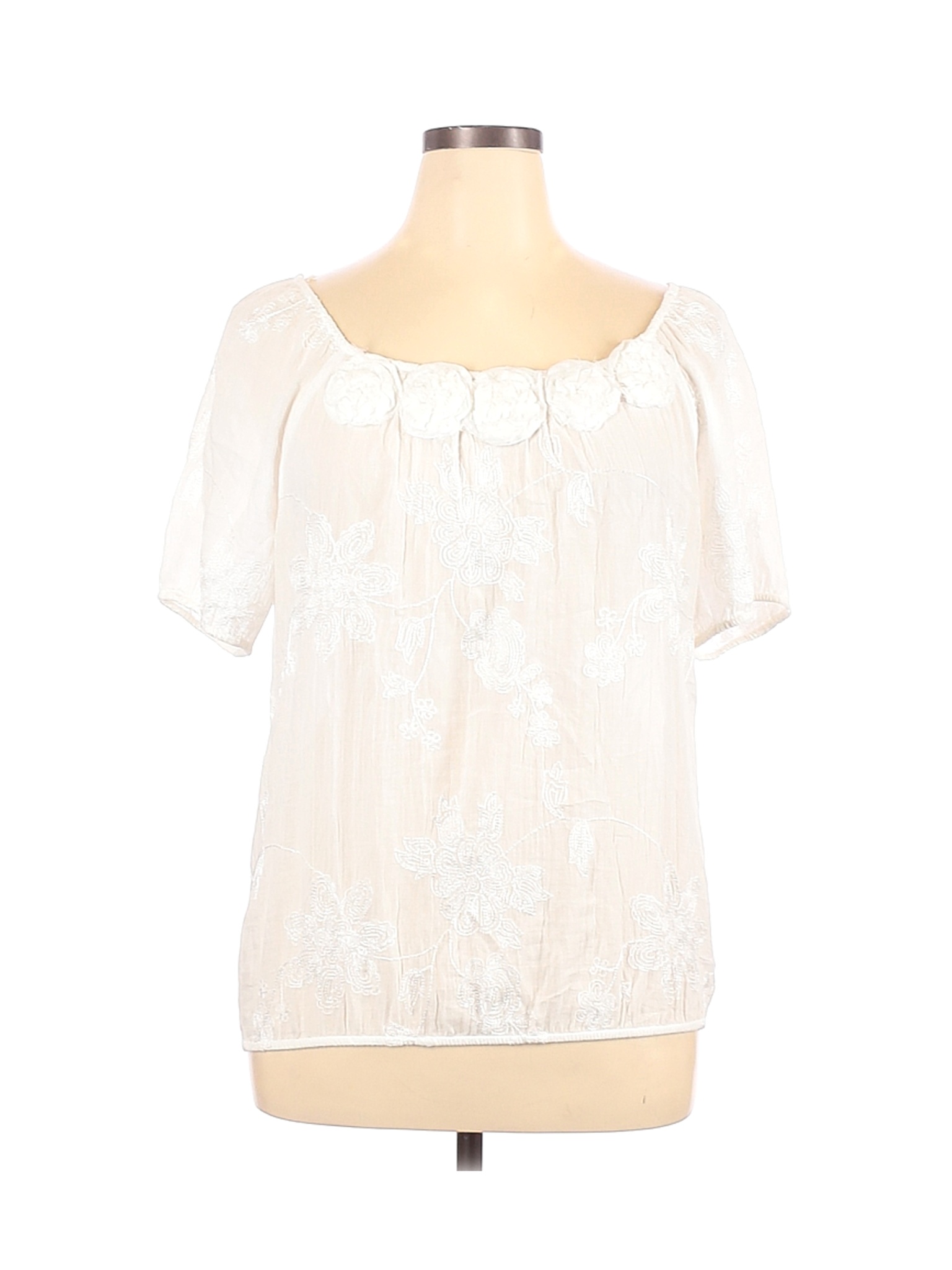 Karen Klein Women White Short Sleeve Blouse 1X Plus | eBay