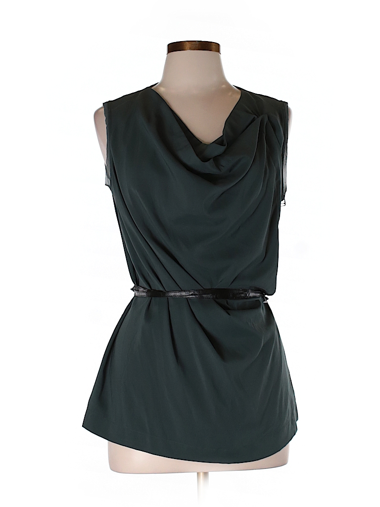 Simply Vera Vera Wang Solid Dark Green Sleeveless Blouse Size L (Petite ...
