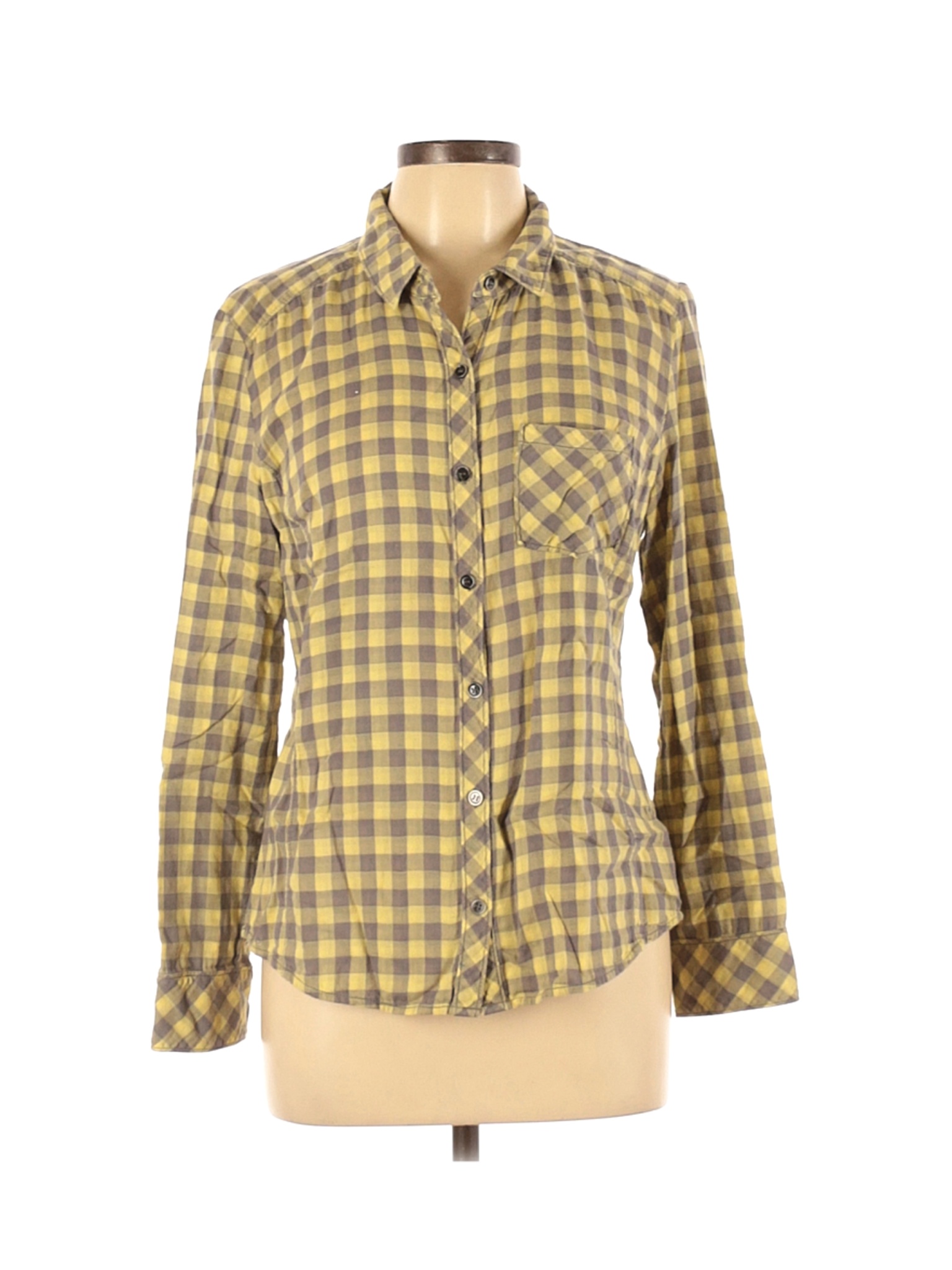Caslon Women Yellow Long Sleeve Button-Down Shirt L Petites | eBay