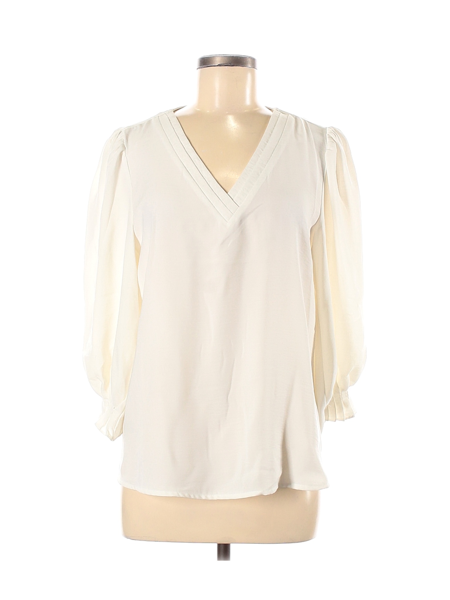Worthington Women Ivory Long Sleeve Blouse M | eBay