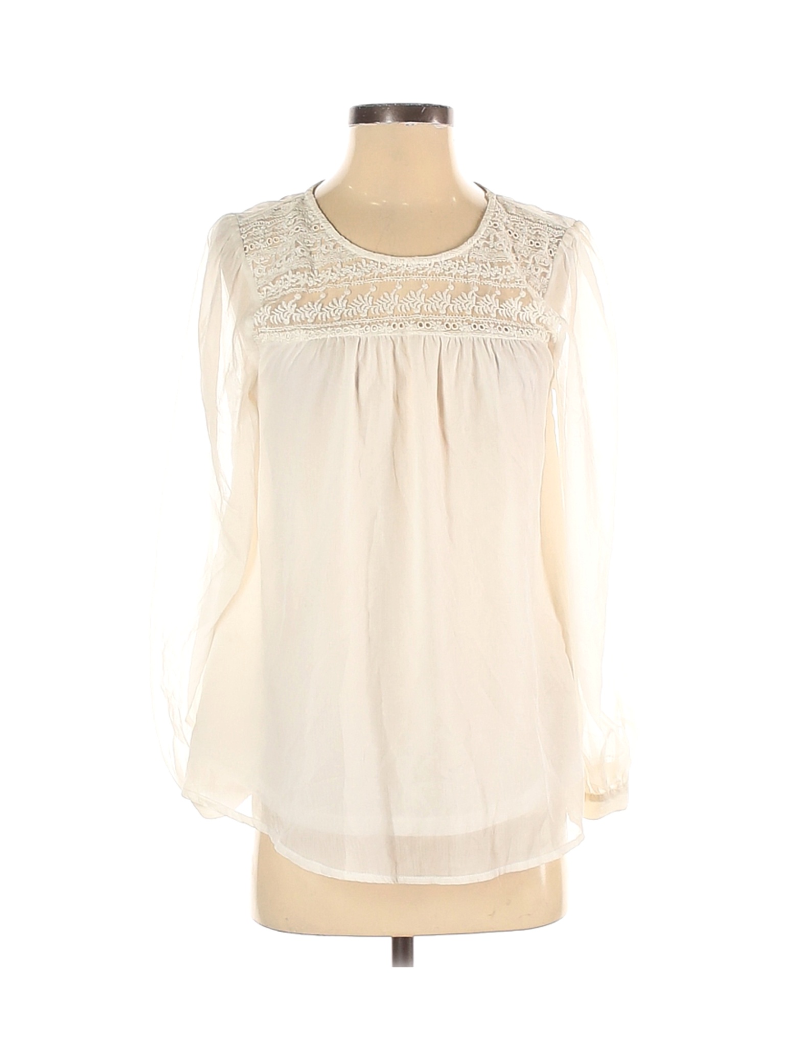 H&M Women Ivory Long Sleeve Blouse 2 | eBay