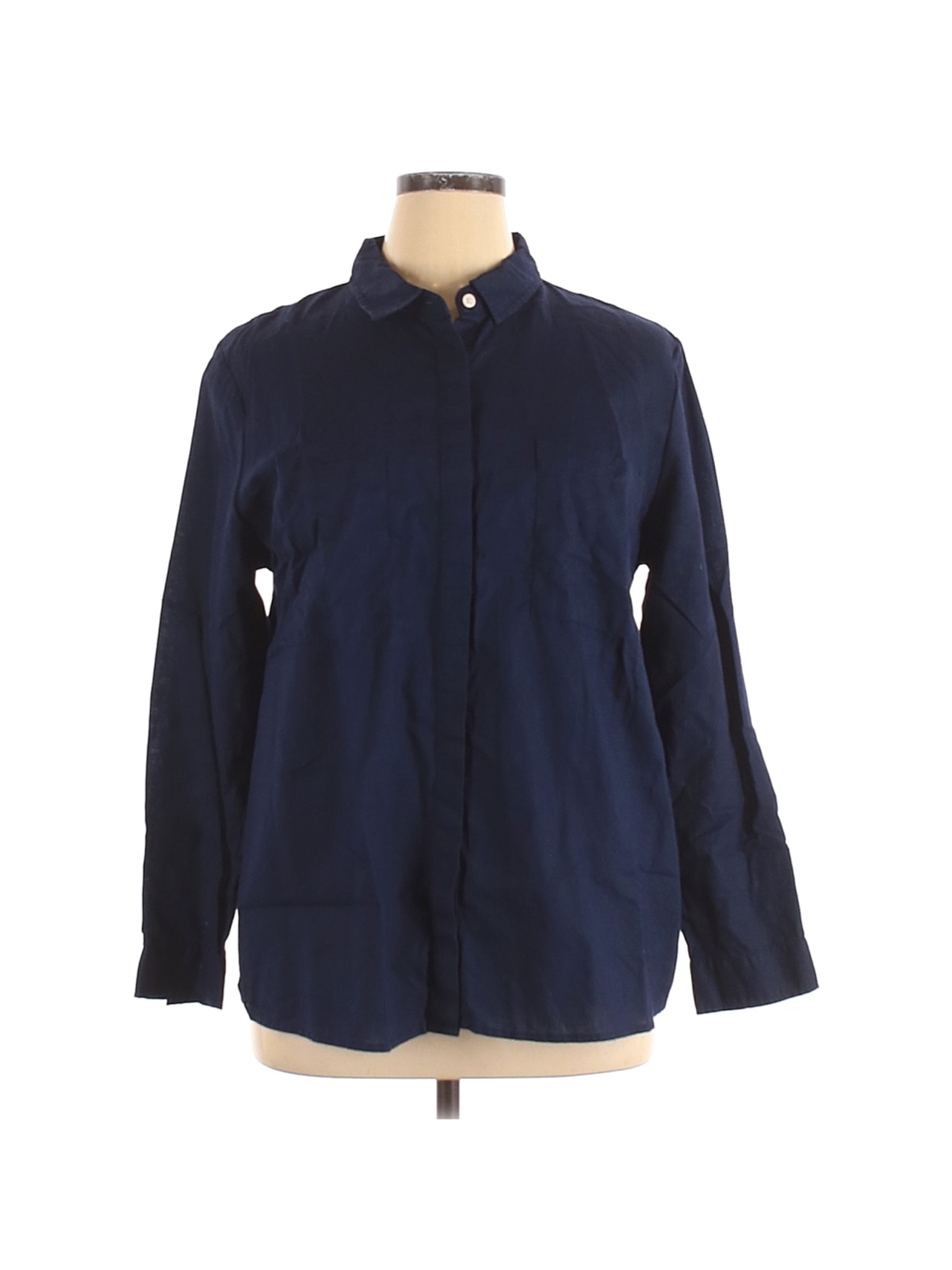 Alexander Jordan Women Blue Long Sleeve Button-Down Shirt 1X Plus | eBay