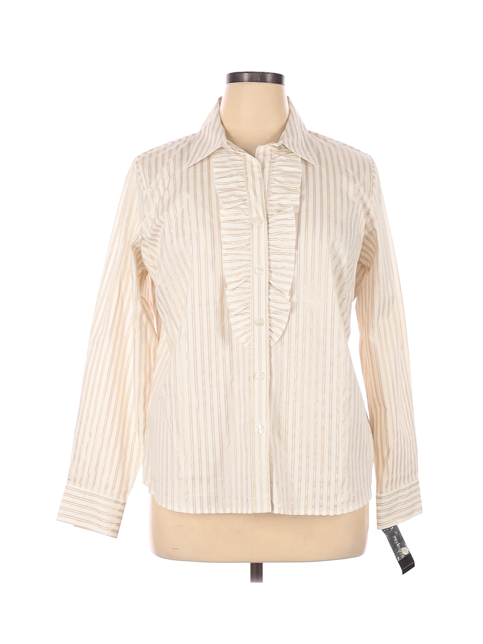 NWT Style&Co Women Ivory Long Sleeve Button-Down Shirt 16 | eBay