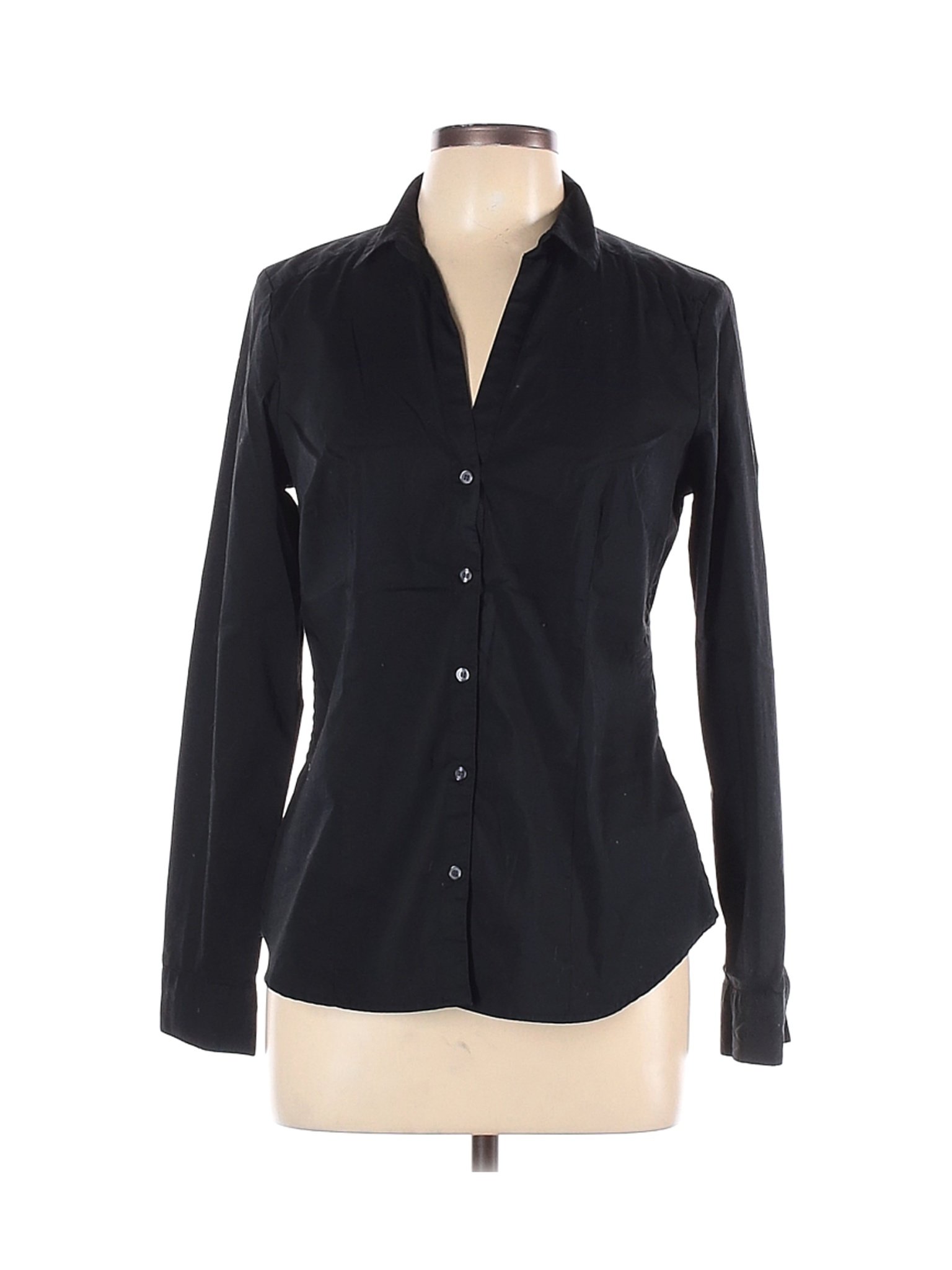 H&M Women Black Long Sleeve Button-Down Shirt 12 | eBay