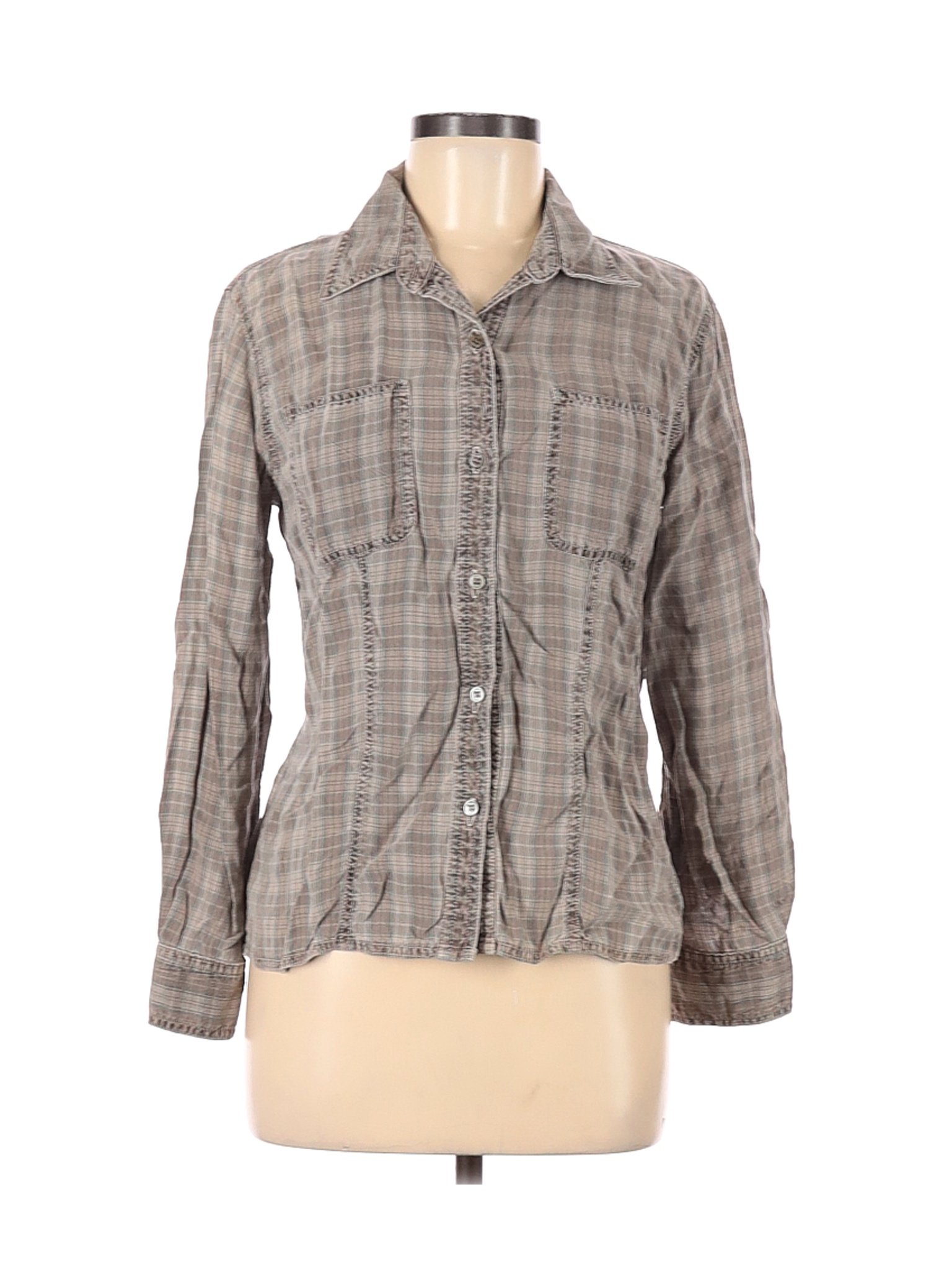 Assorted Brands Women Brown Long Sleeve Button-Down Shirt 6 | eBay