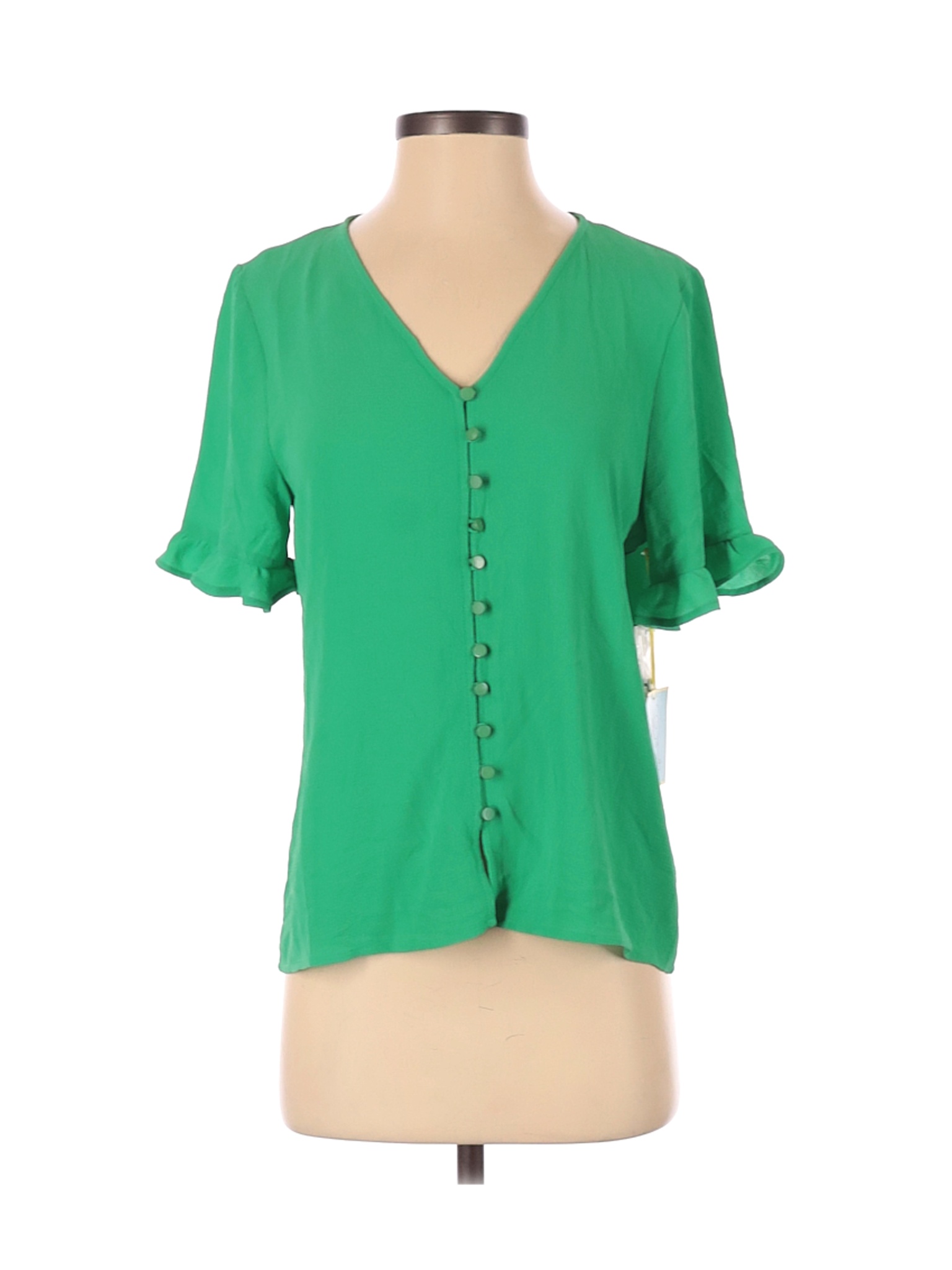 NWT CeCe Women Green Short Sleeve Blouse S | eBay