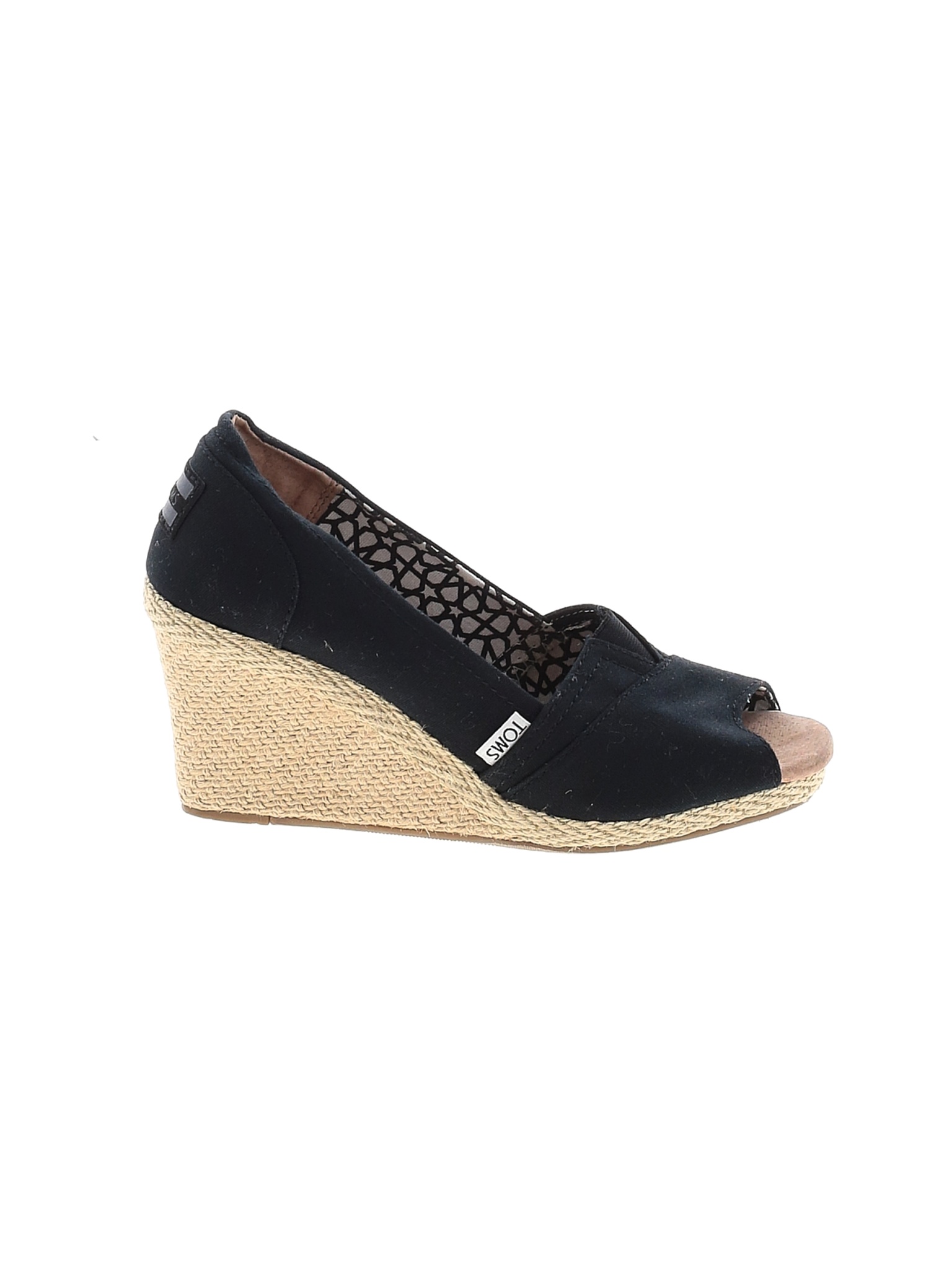 toms black wedges size 8