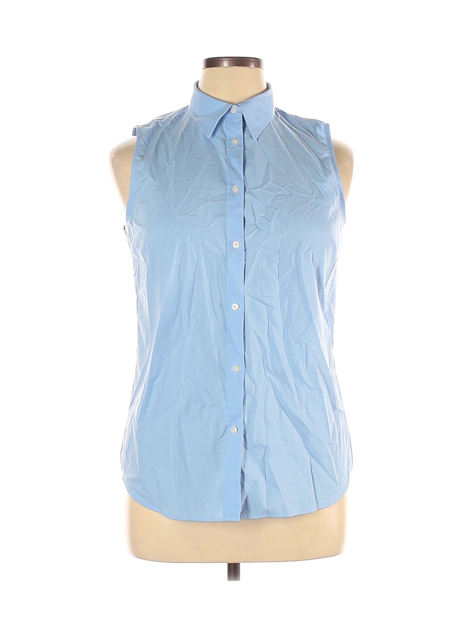 Lauren by Ralph Lauren Women Blue Sleeveless Button-Down Shirt 14 | eBay