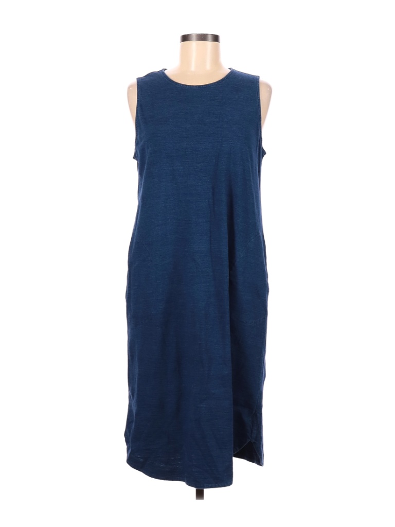 Purejill 100% Cotton Solid Blue Casual Dress Size M (Petite) - 52% off ...