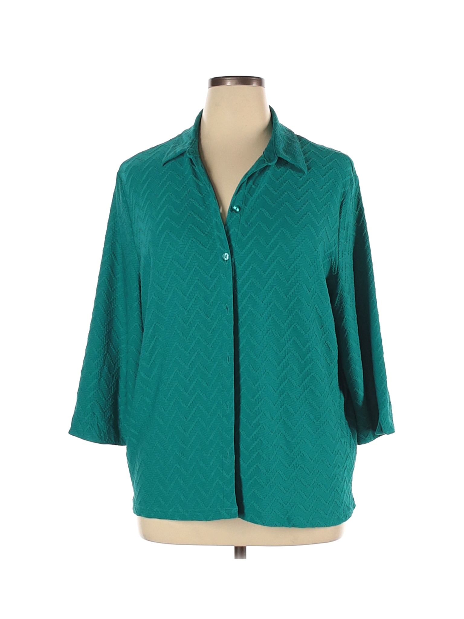 Alia Women Green 3/4 Sleeve Blouse XL Petites | eBay