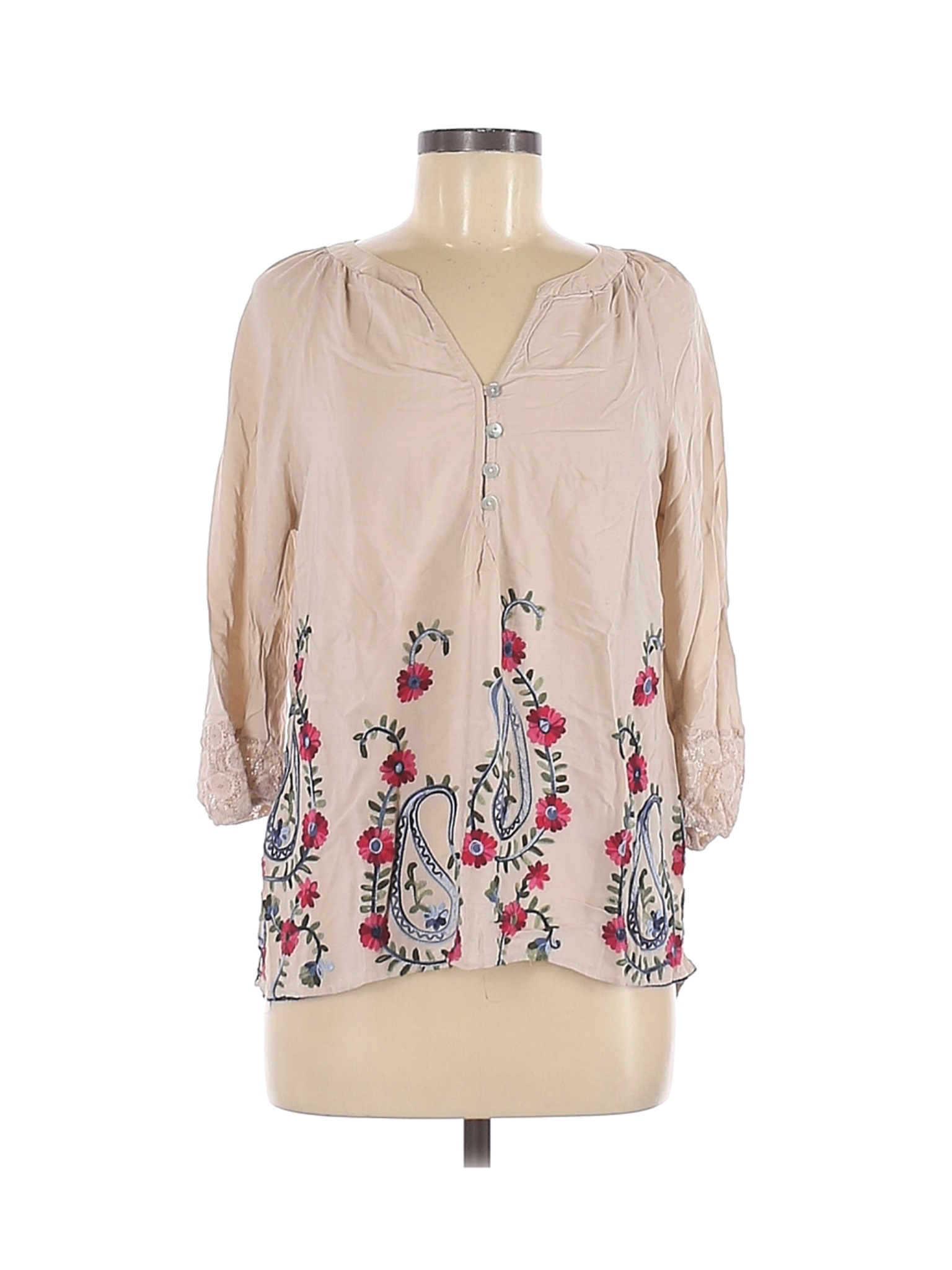 Figueroa & Flower Women Brown Long Sleeve Blouse M | eBay