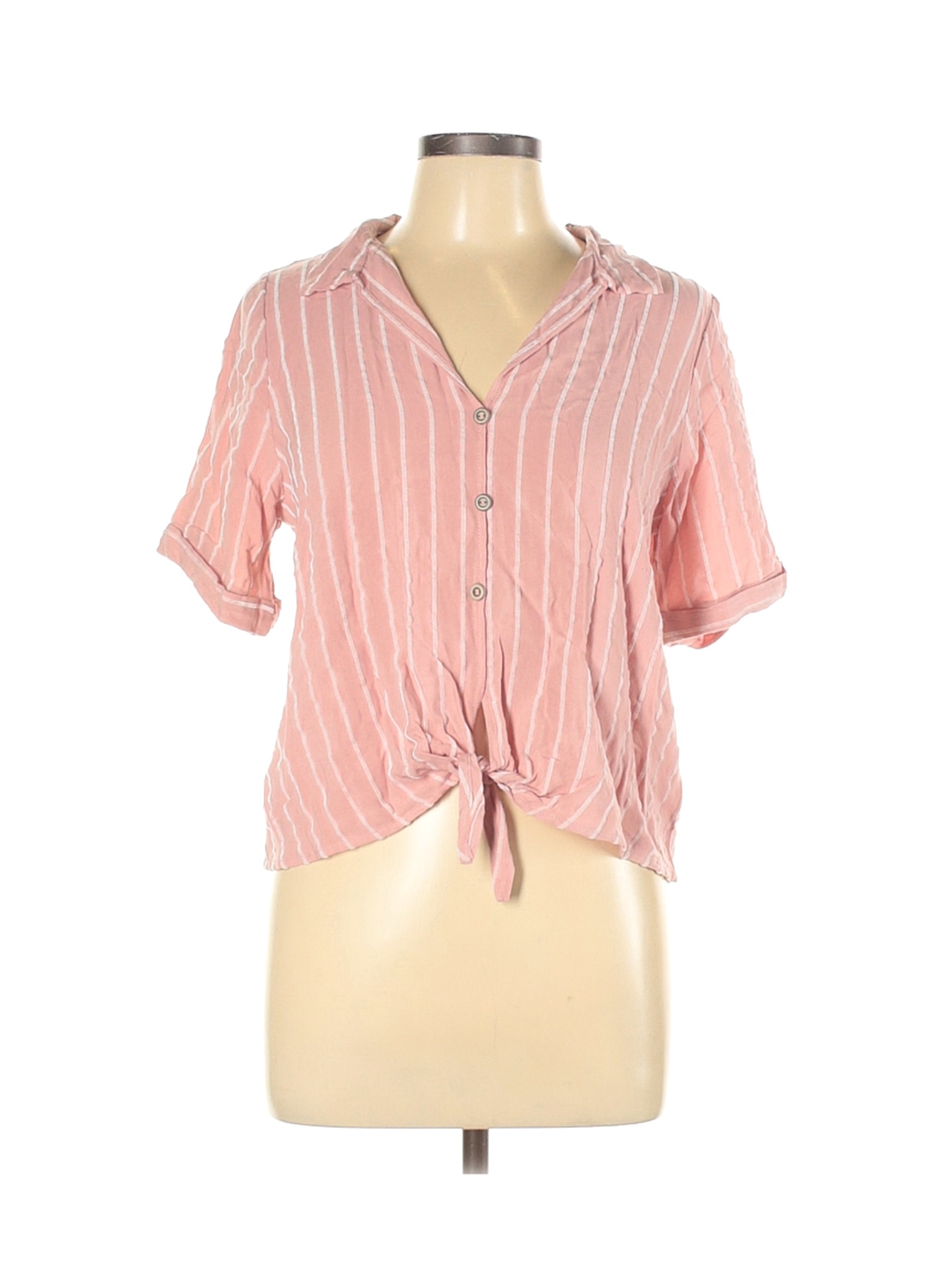NWT Urban Romantics Women Pink Short Sleeve Blouse L | eBay