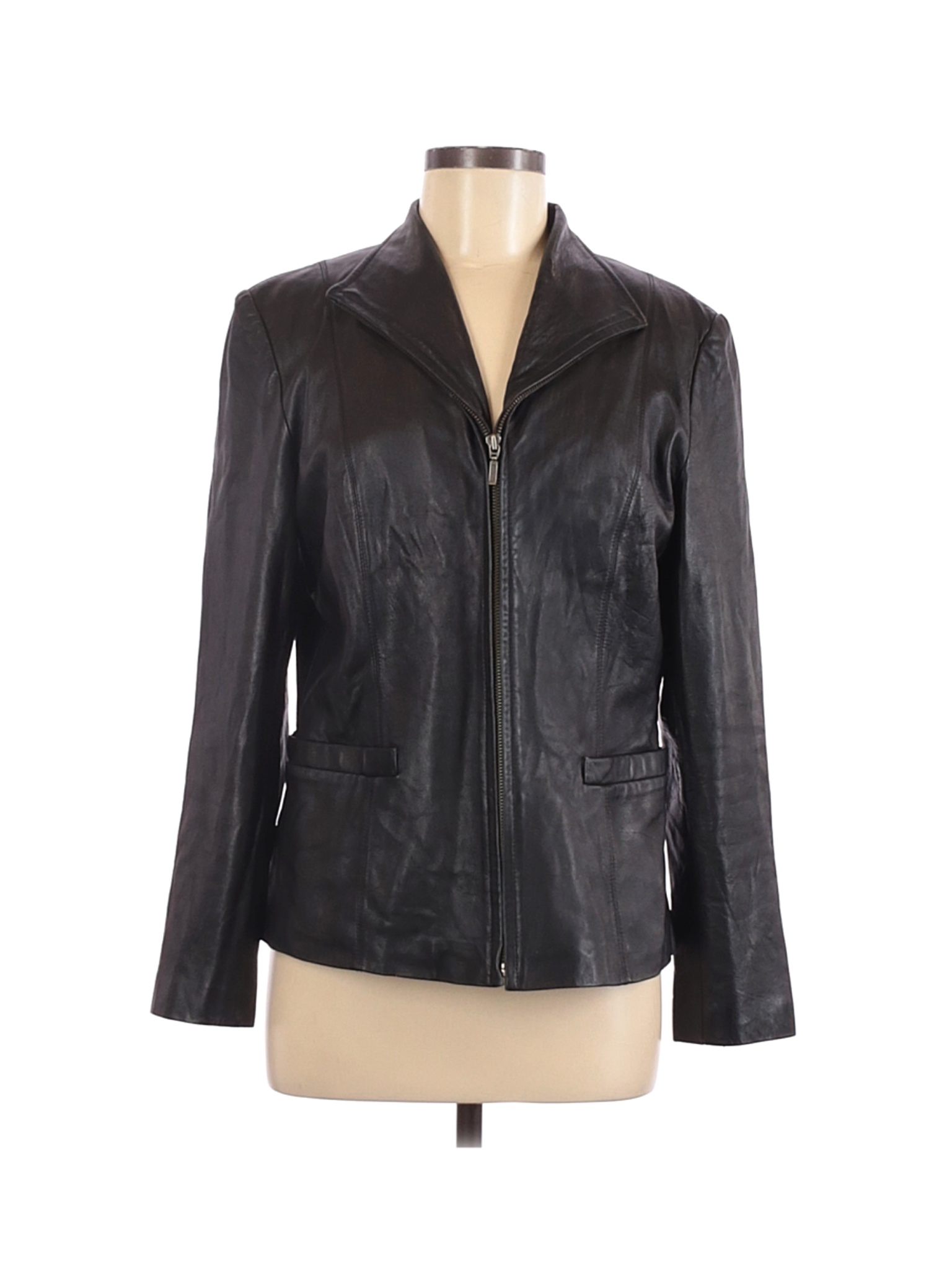 JLC New York Women Black Leather Jacket M | eBay
