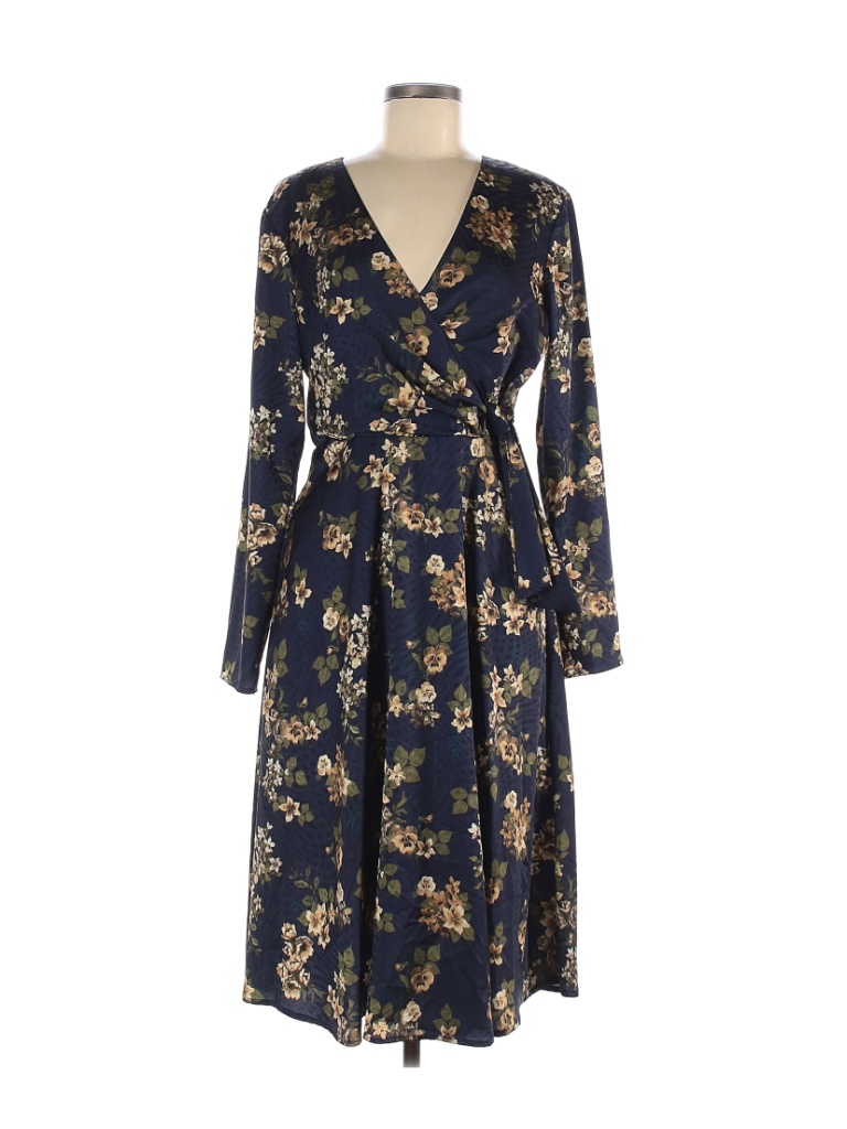 Hutch 100% Polyester Blue Juliet Faux Wrap Dress Size 8 - photo 1