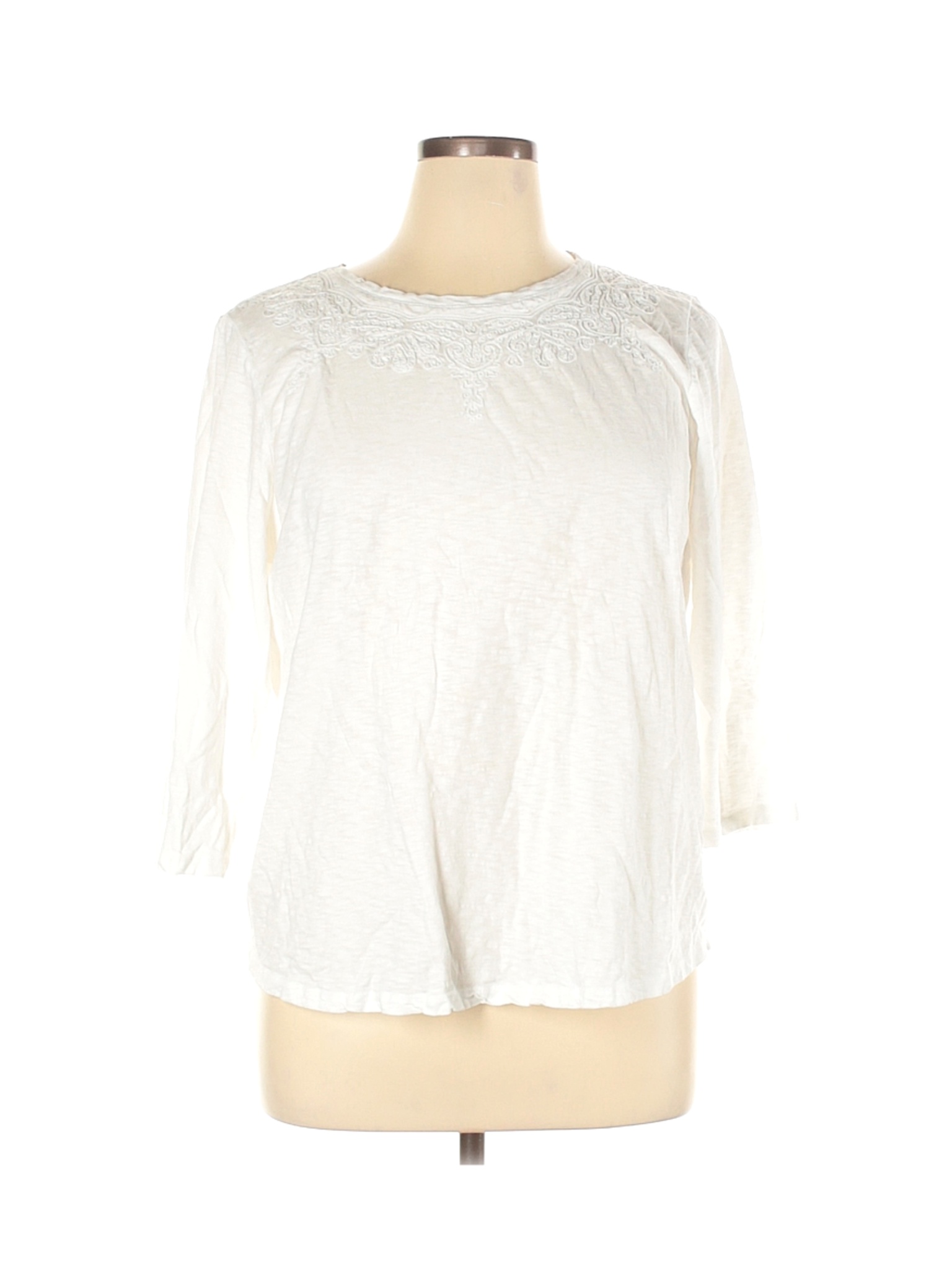 Chico's Women White 3/4 Sleeve Top XL | eBay