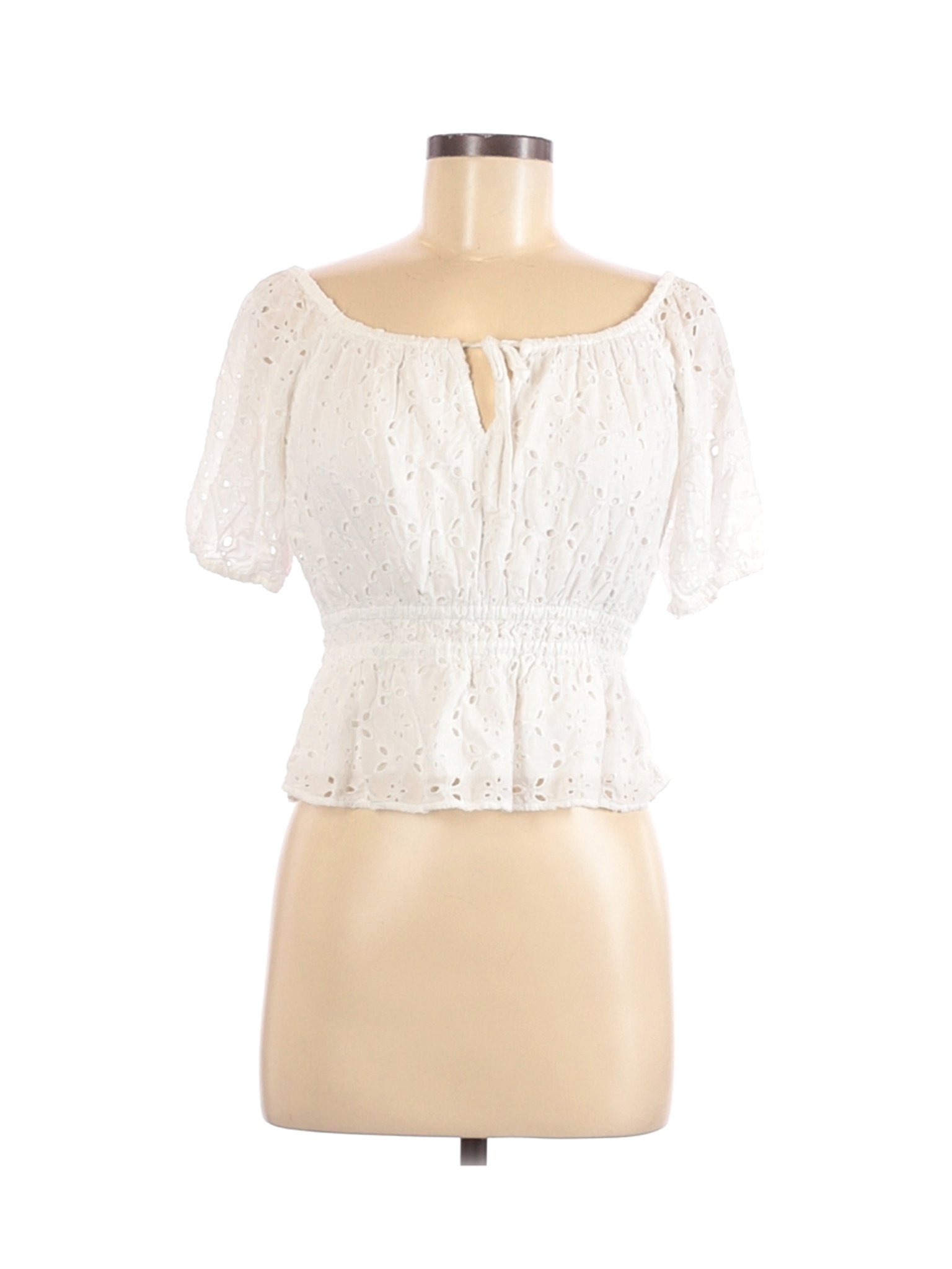 Abercrombie & Fitch Women White Short Sleeve Blouse M | eBay