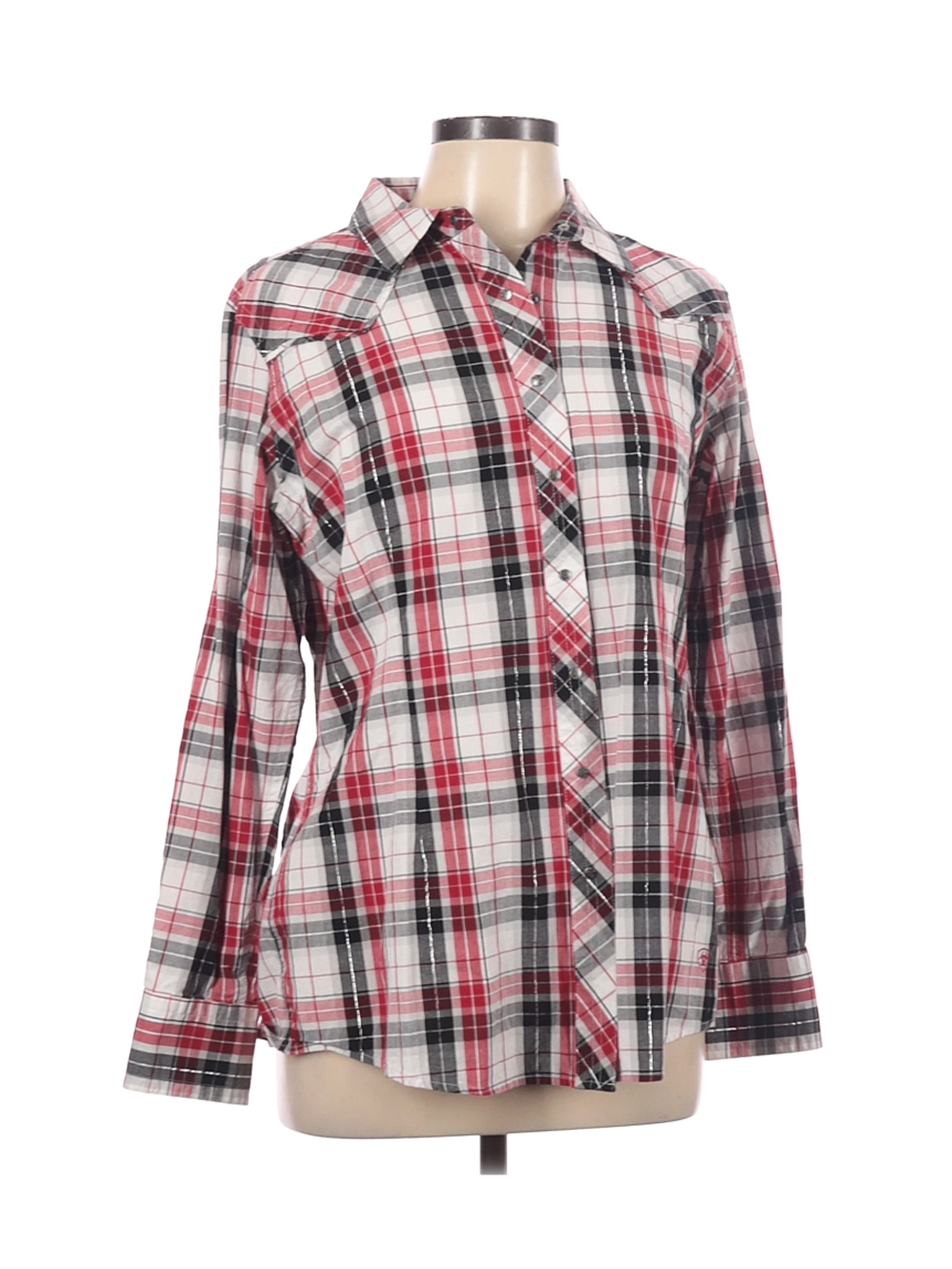 Ariat Women Red Long Sleeve Button-Down Shirt XL | eBay