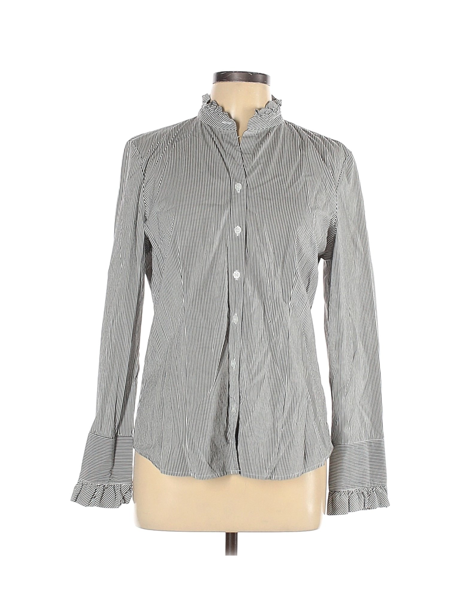The Limited Women Gray Long Sleeve Button-Down Shirt L | eBay