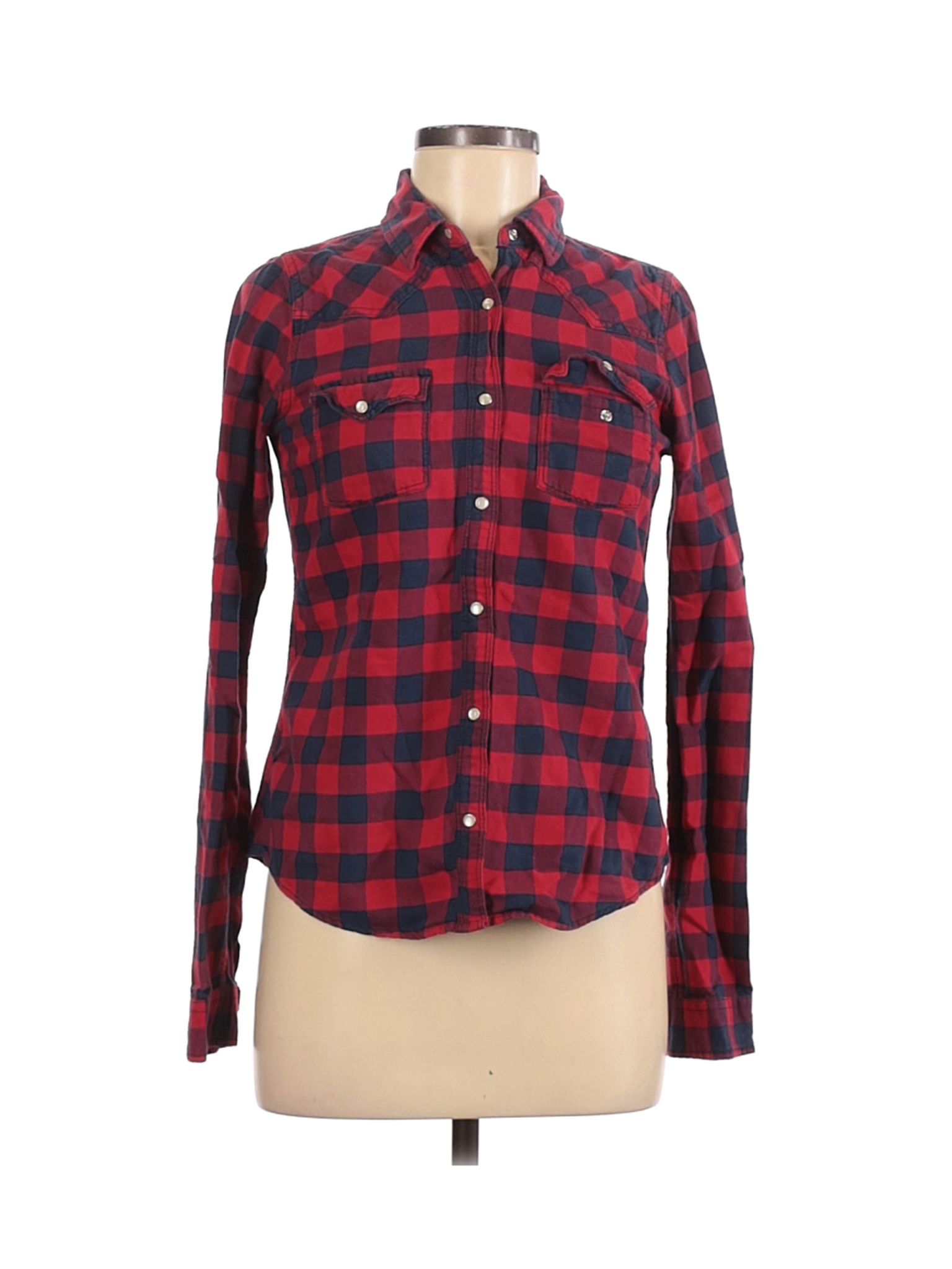 red long sleeve button down shirt women's