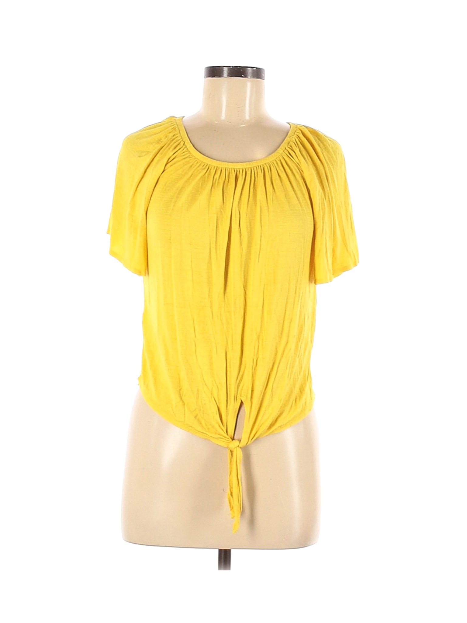 short sleeve yellow blouse