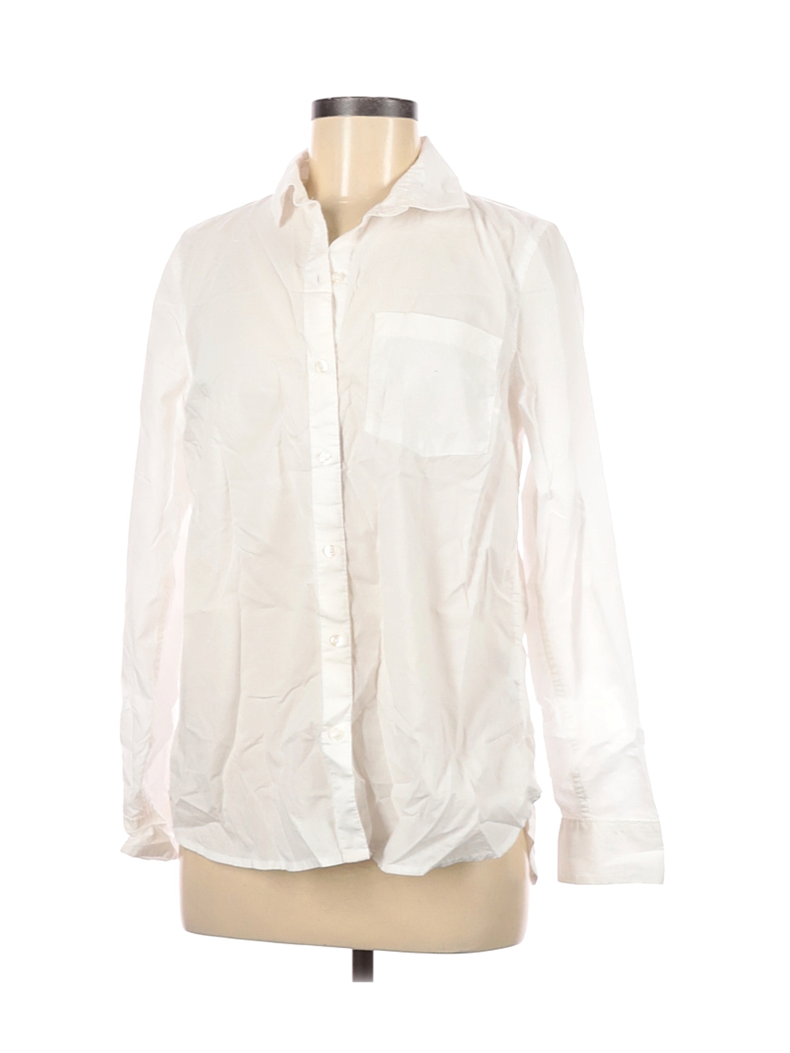 Old Navy Women White Long Sleeve Button-Down Shirt M | eBay