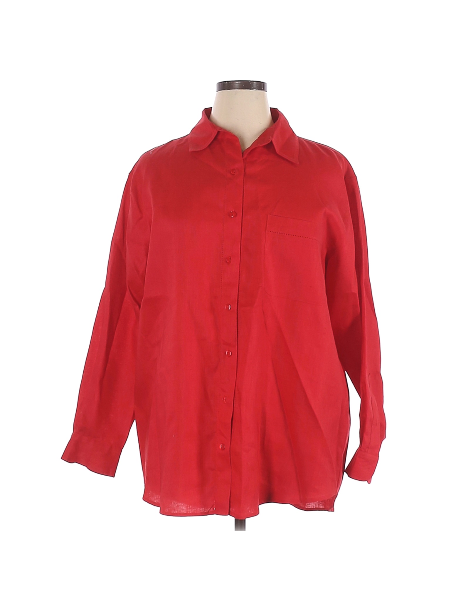 half sleeve red button down shirt for women
