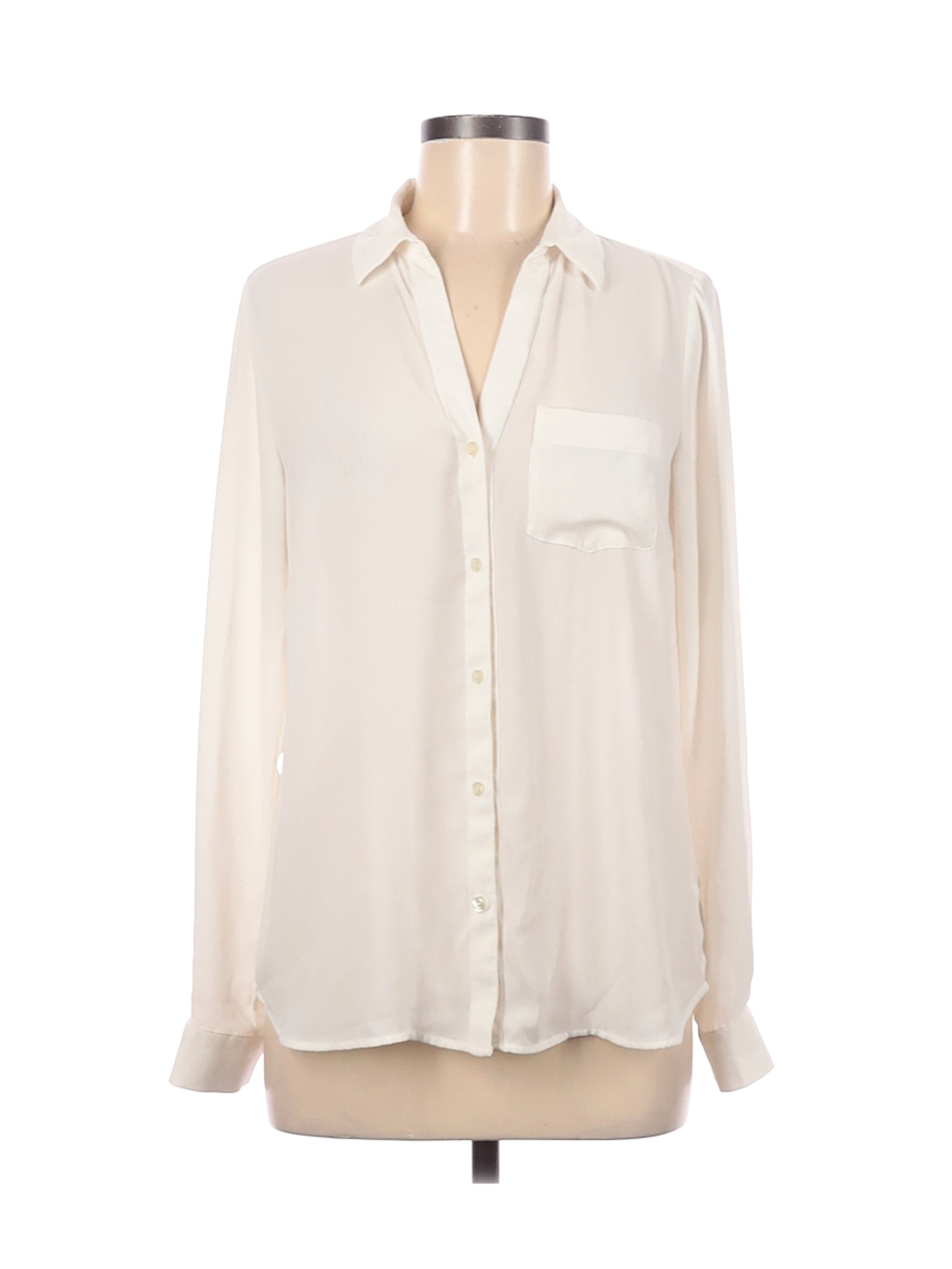 The Limited Women Ivory Long Sleeve Blouse M | eBay