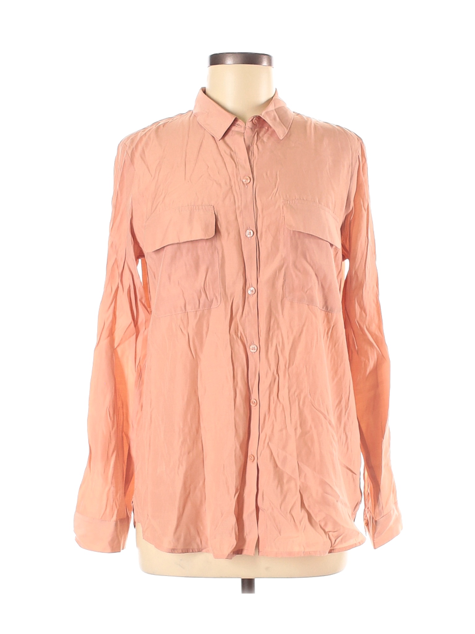 blush pink button down shirt