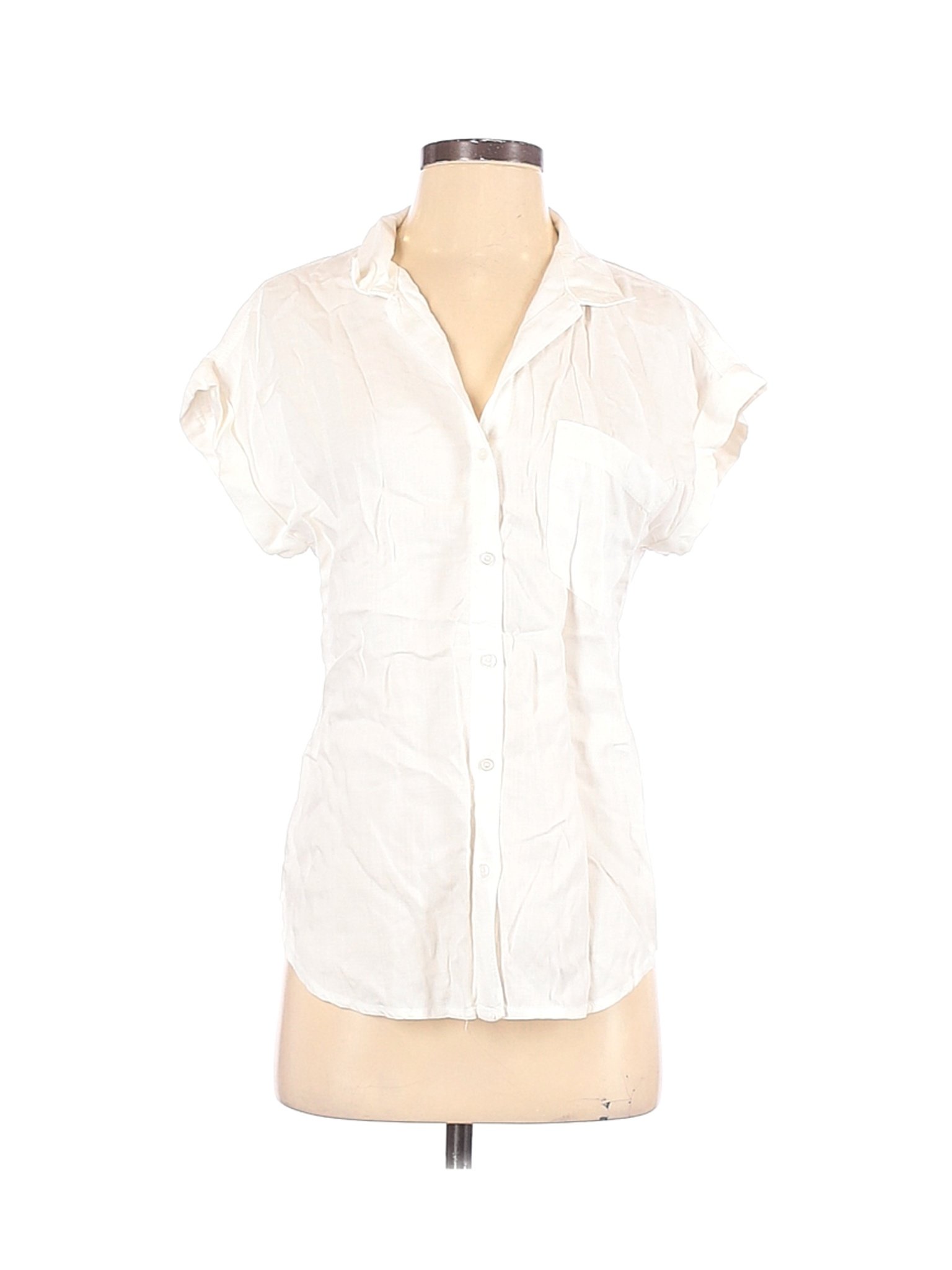 SNEAK PEEK Women White Short Sleeve Blouse S | eBay