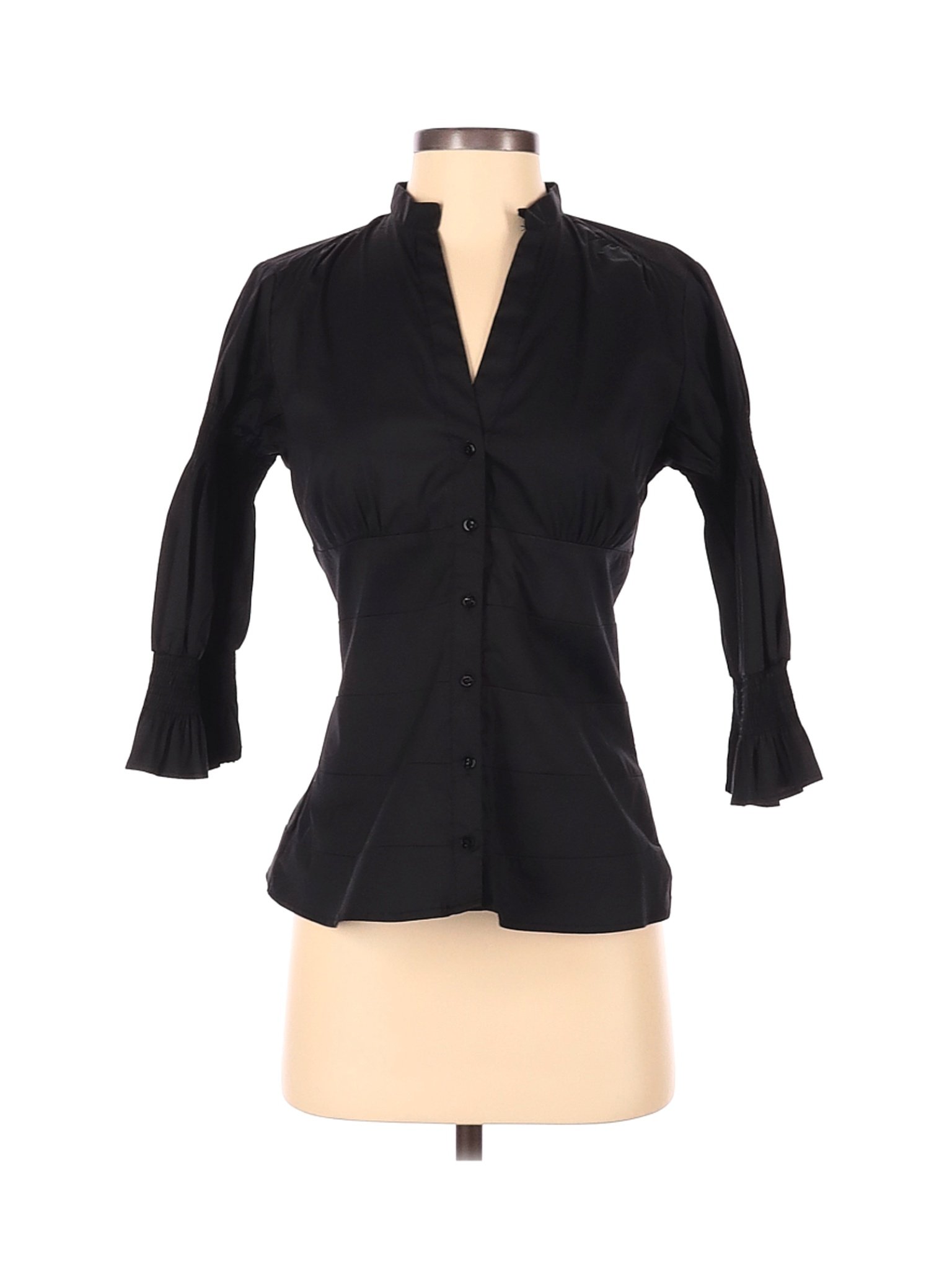 Zara Women Black Long Sleeve Button-Down Shirt S | eBay