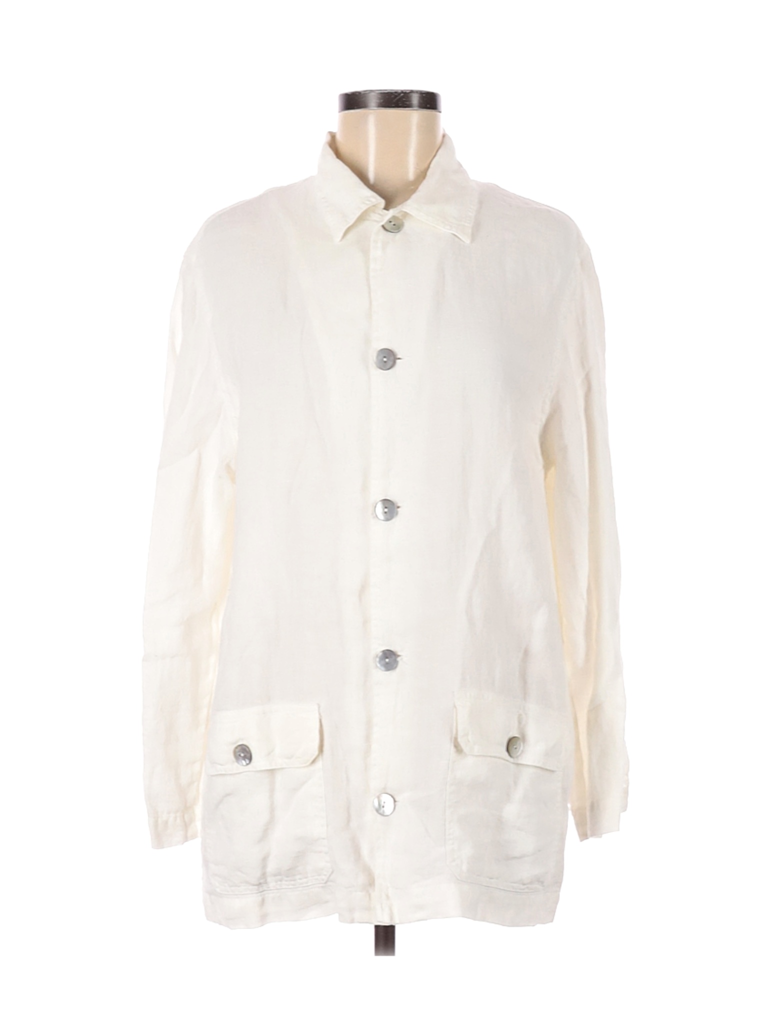 NWT A Gold E Women White Long Sleeve Button-Down Shirt M | eBay