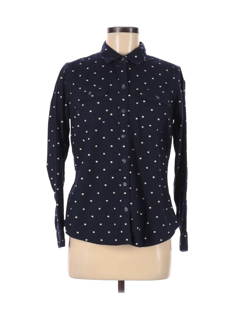 Eddie Bauer 100% Cotton Blue Long Sleeve Button-Down Shirt Size M (Petite) - photo 1