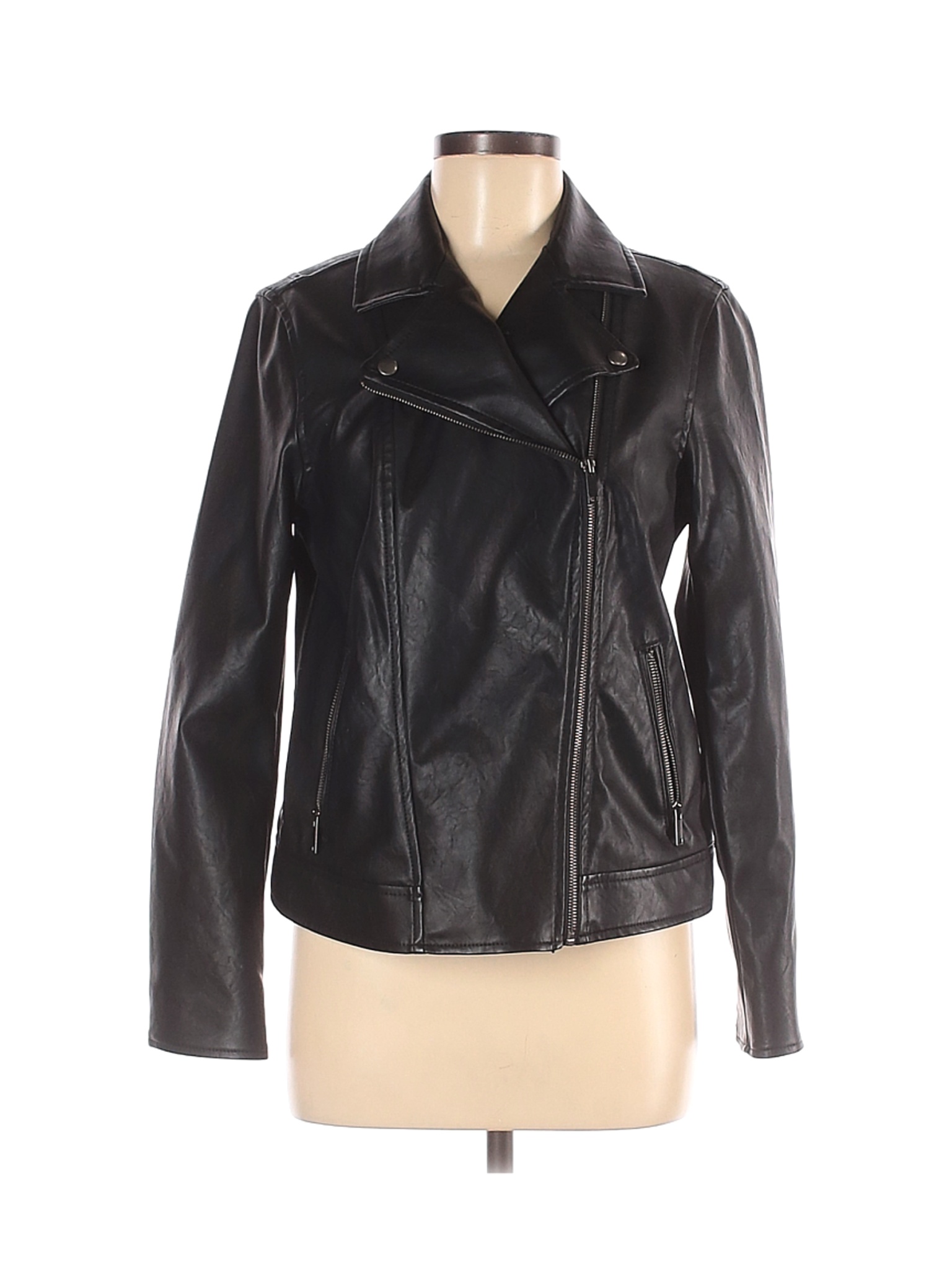 Old Navy Women Black Faux Leather Jacket M | eBay