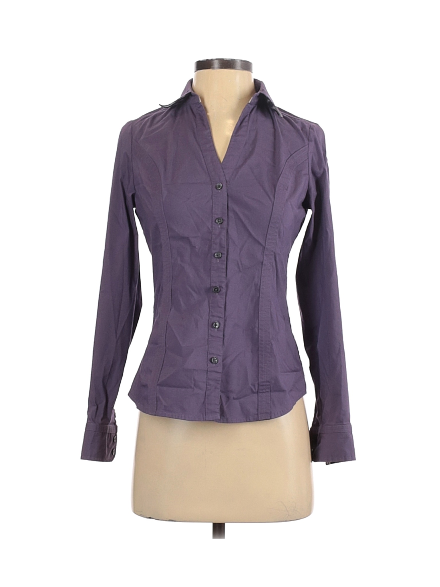 Express Women Purple Long Sleeve Button-Down Shirt XS | eBay