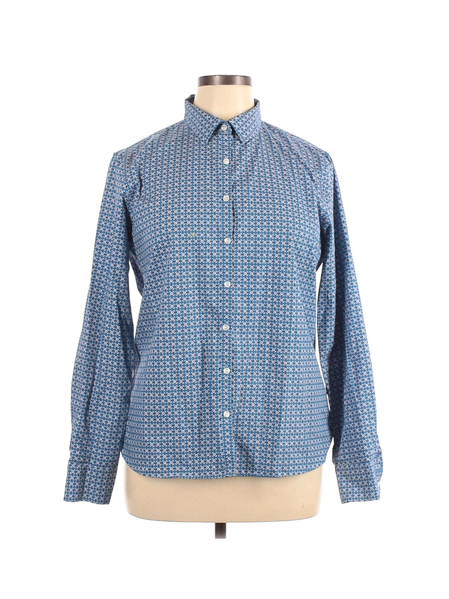 Lands' End Women Blue Long Sleeve Button-Down Shirt 16 | eBay