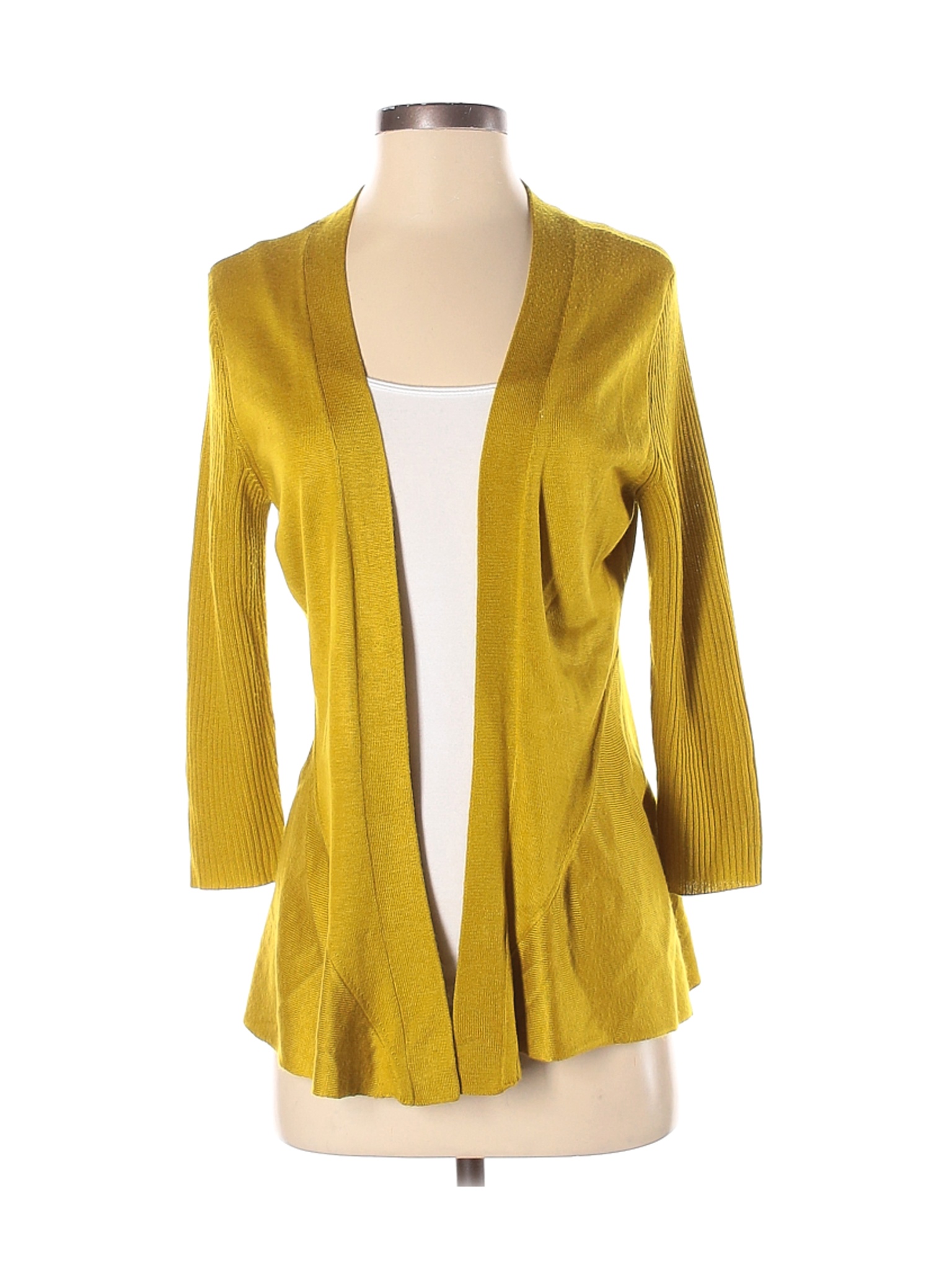 3 4 sleeve yellow cardigan