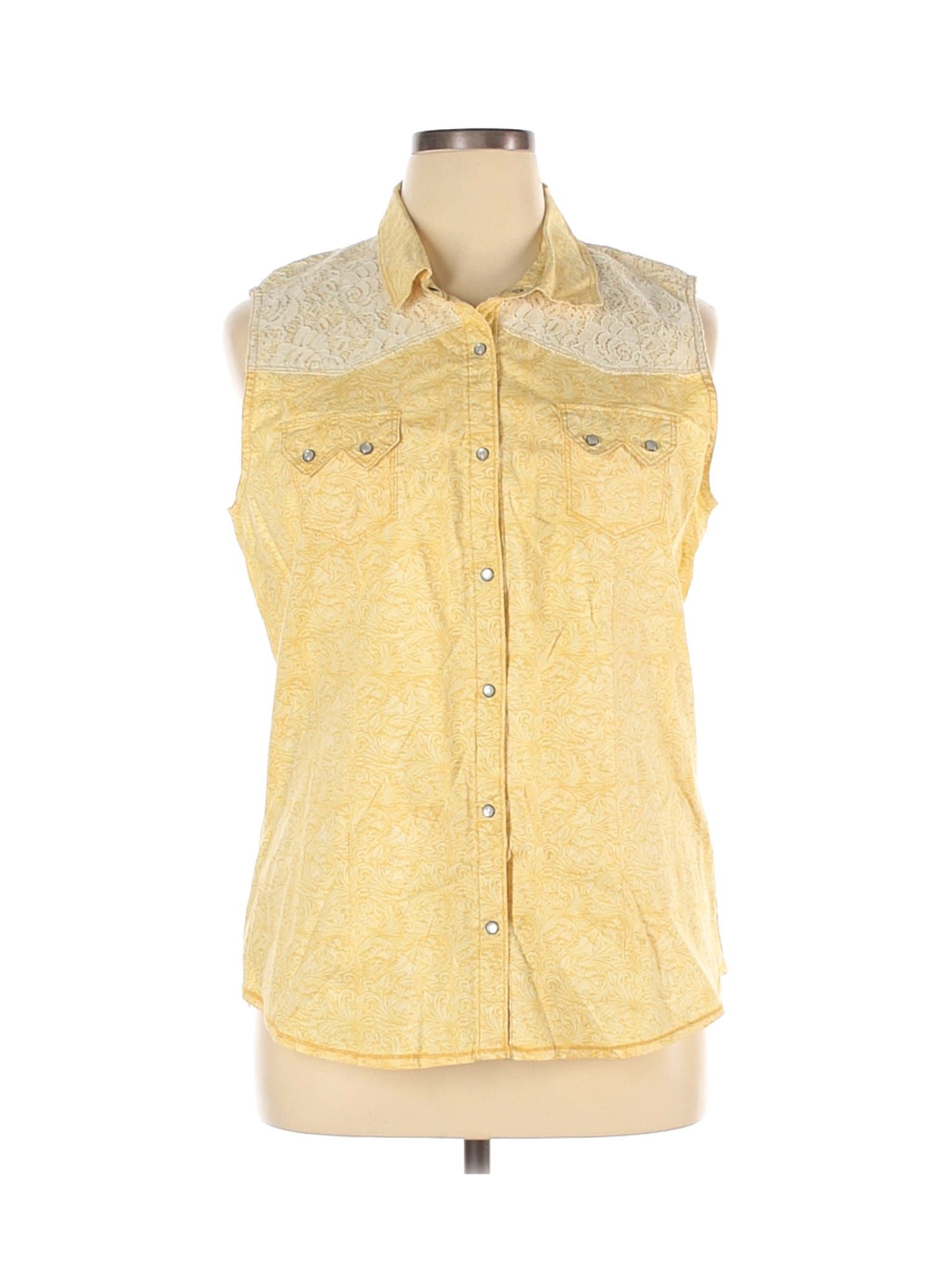 Assorted Brands Women Yellow Sleeveless Button-Down Shirt XL | eBay