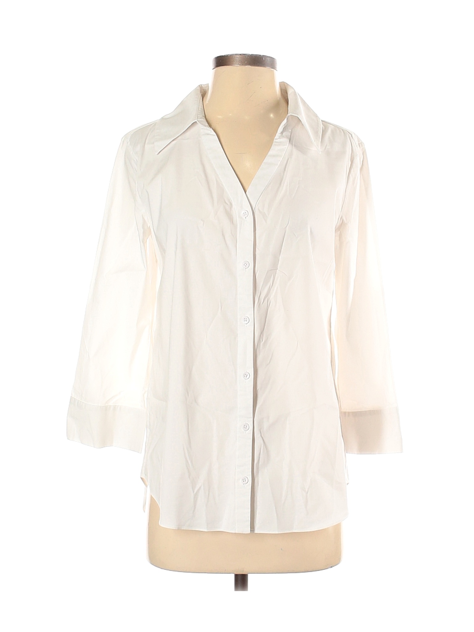 Alice + Olivia Women Ivory 3/4 Sleeve Button-Down Shirt S | eBay