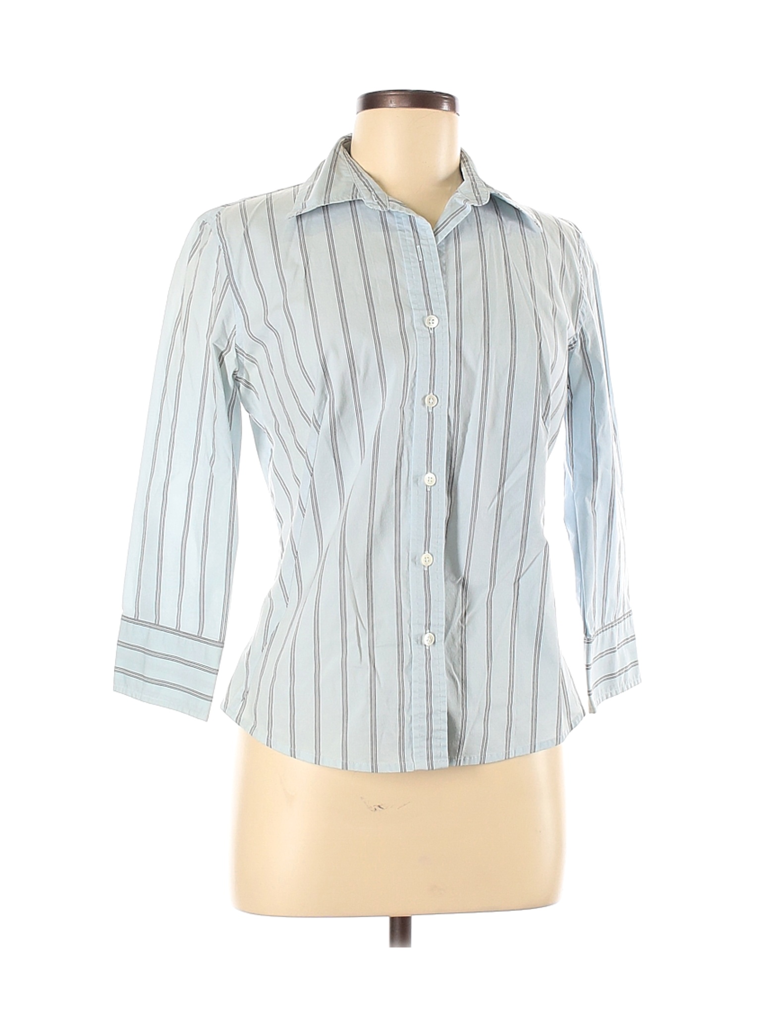 Banana Republic Women Blue 3/4 Sleeve Button-Down Shirt M | eBay