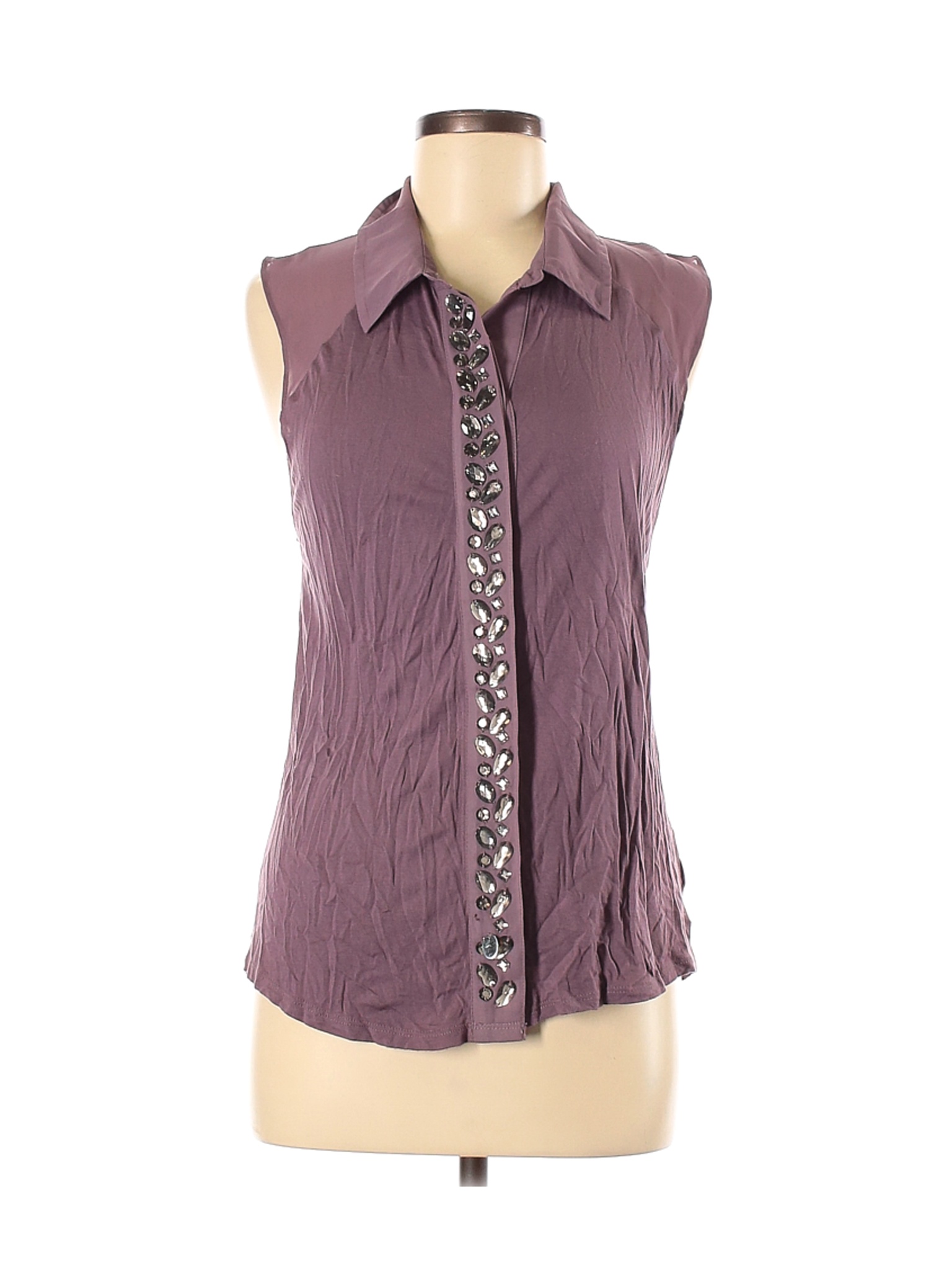 Silence and Noise Women Purple Sleeveless Button-Down Shirt M | eBay