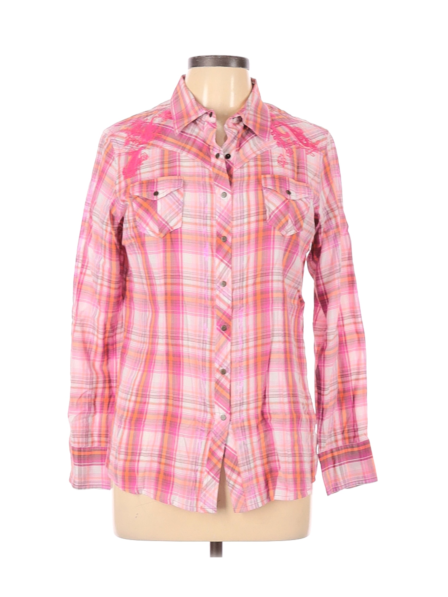 Ariat Women Pink Long Sleeve Button-Down Shirt L | eBay