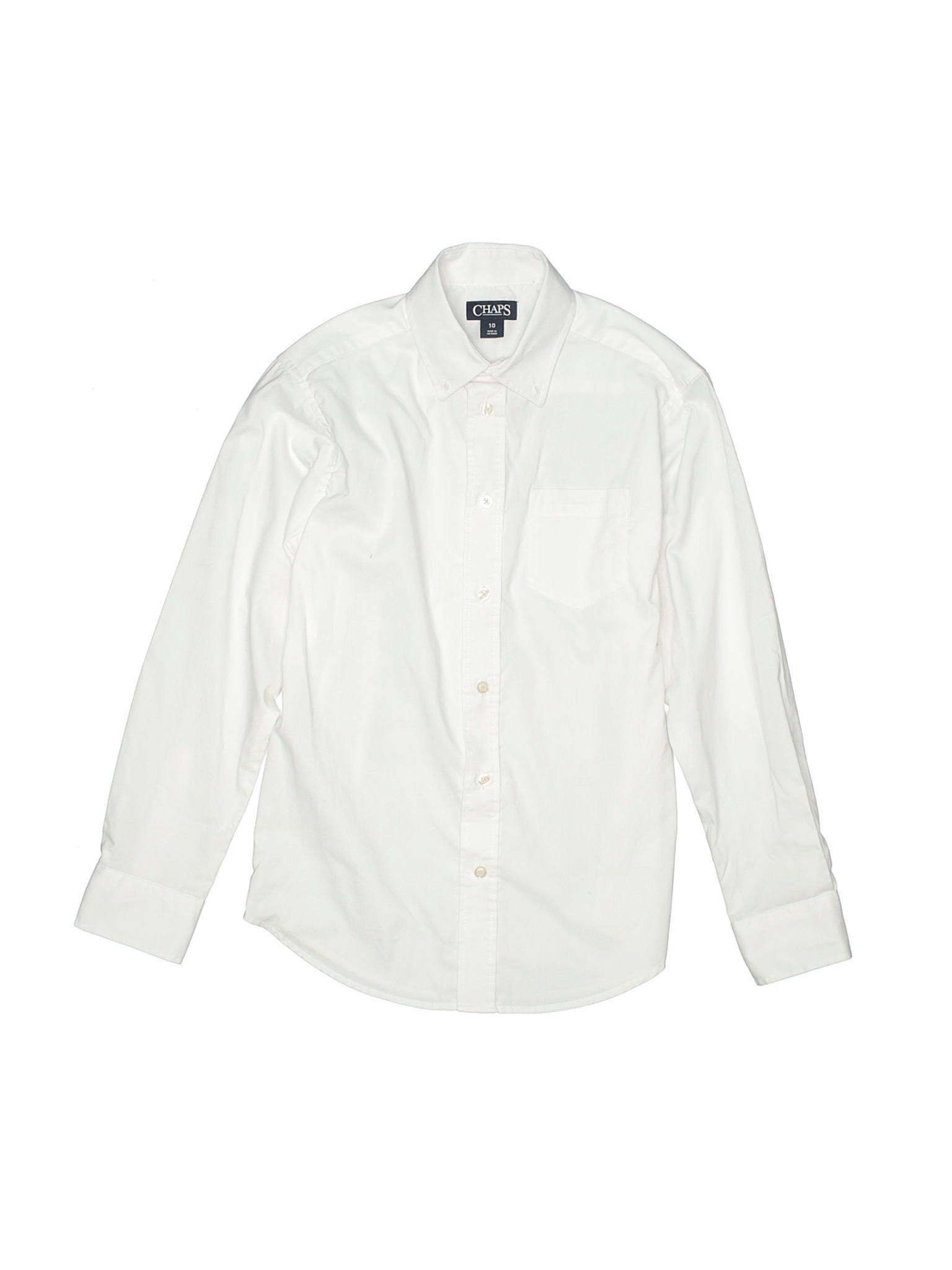 Chaps Boys White Long Sleeve ButtonDown Shirt 10 eBay