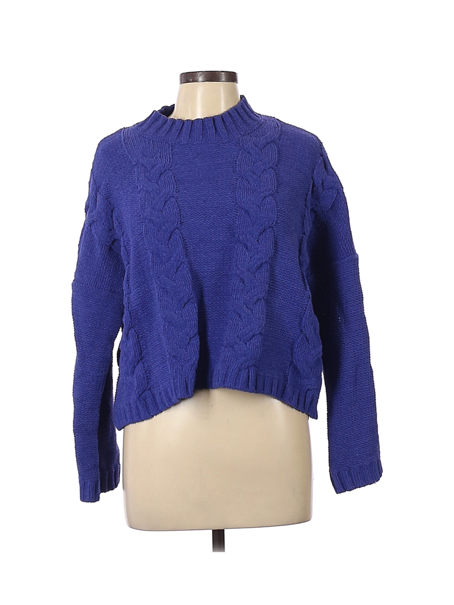 Cotton Emporium 100 Polyester Solid Blue Purple Pullover Sweater Size