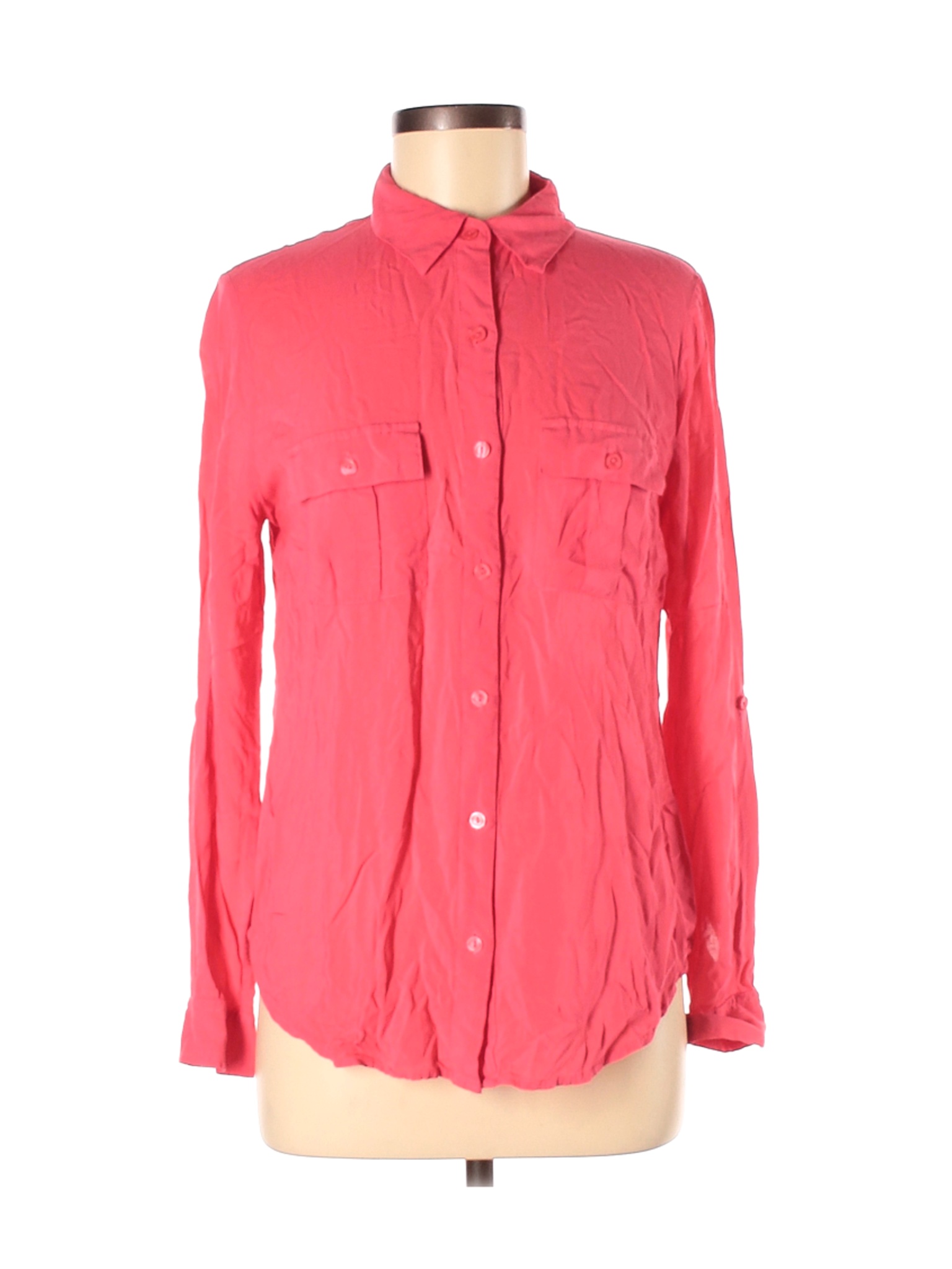 A.n.a. A New Approach Women Pink Long Sleeve Button-Down Shirt M | eBay