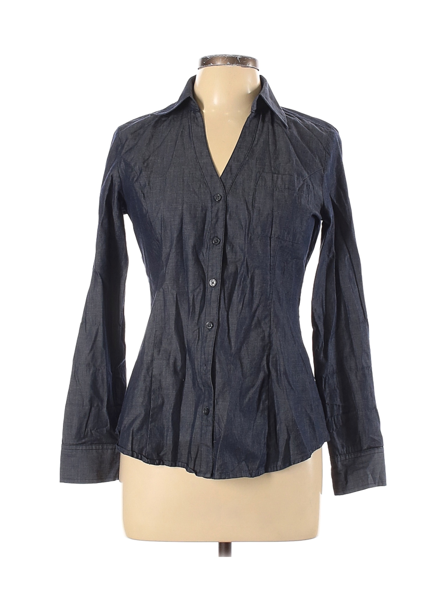 Express Women Blue Long Sleeve Button-Down Shirt M | eBay