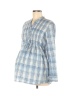 Motherhood 100% Cotton Blue Long Sleeve Button-Down Shirt Size M (Maternity) - photo 1