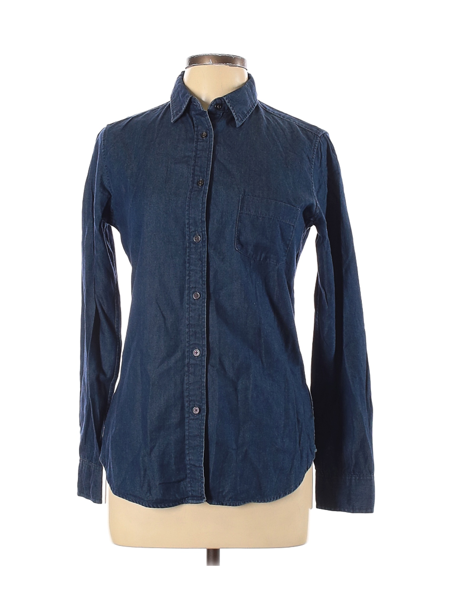 Uniqlo Women Blue Long Sleeve Button-Down Shirt M | eBay