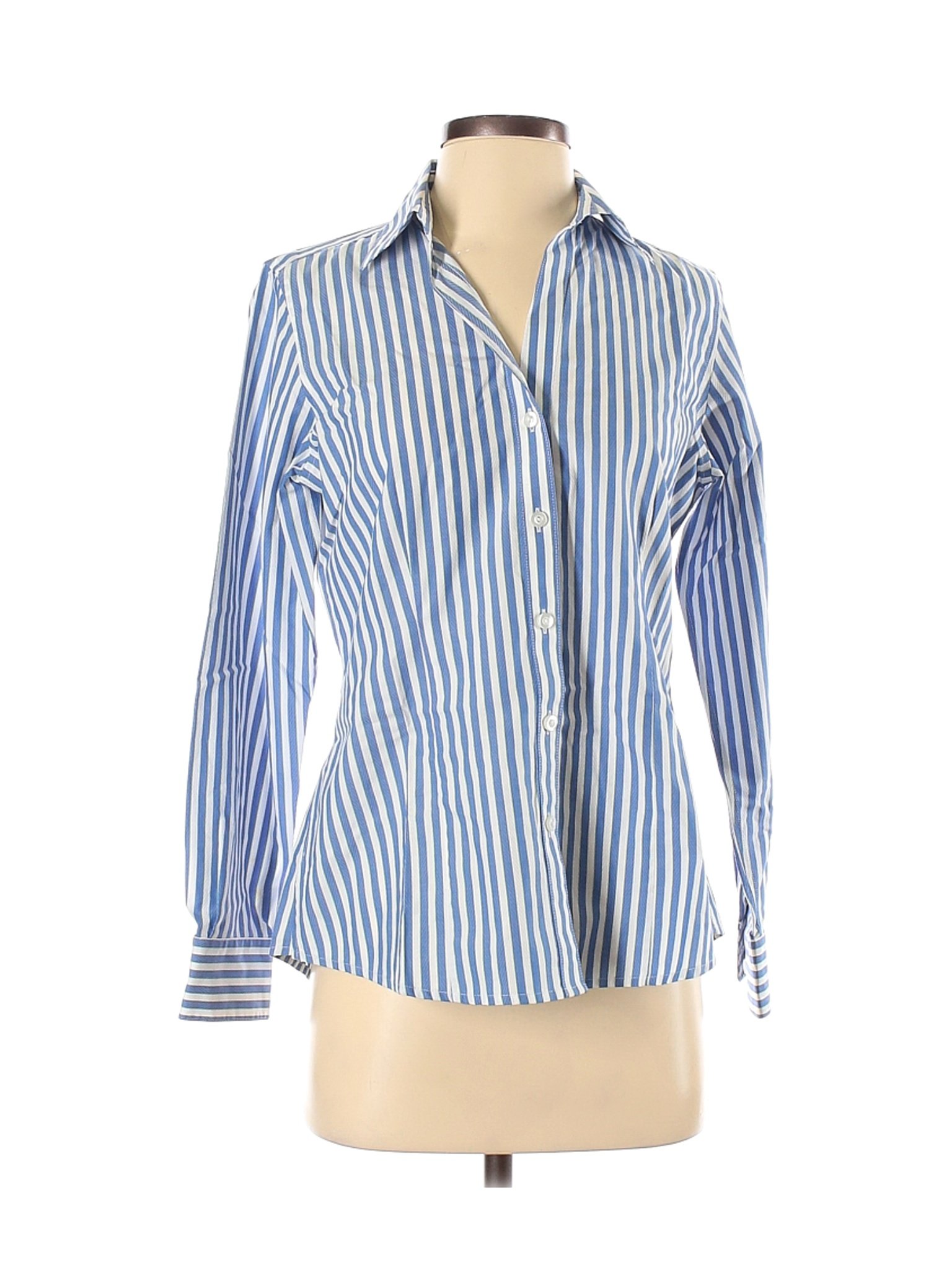 Foxcroft Women Blue Long Sleeve Button-Down Shirt S | eBay